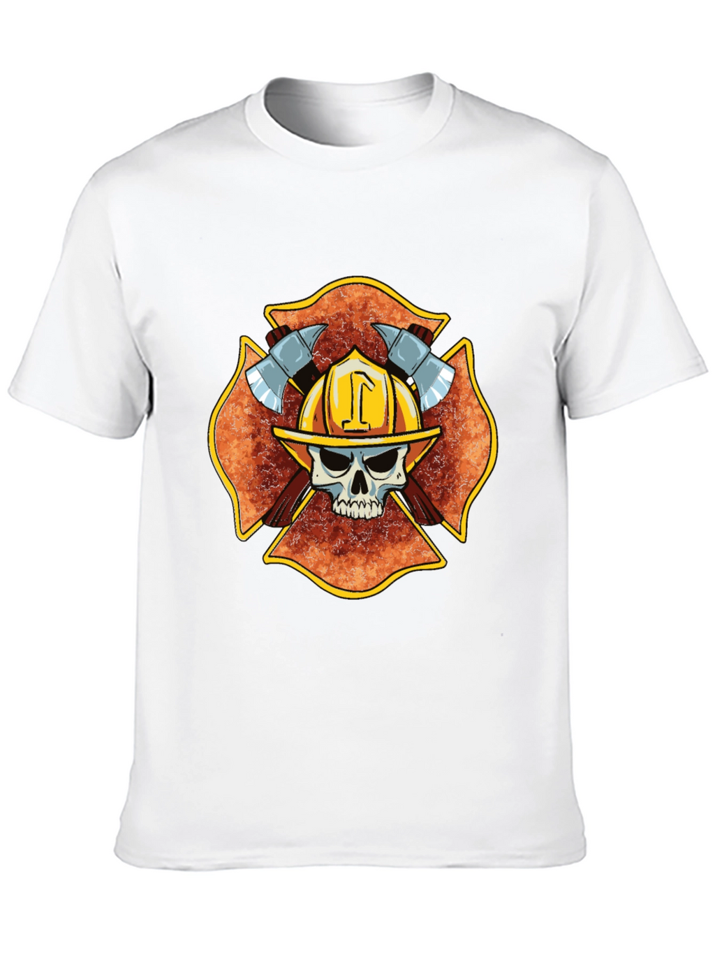 Firefighter Skull Maltese Cross T-Shirt