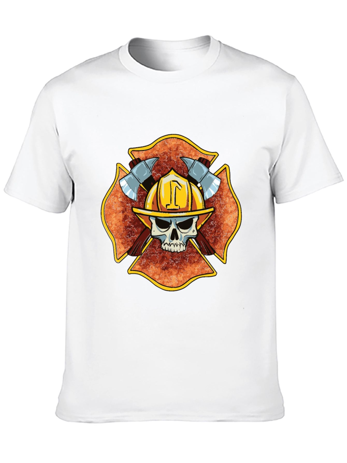 Firefighter Skull Maltese Cross T-Shirt