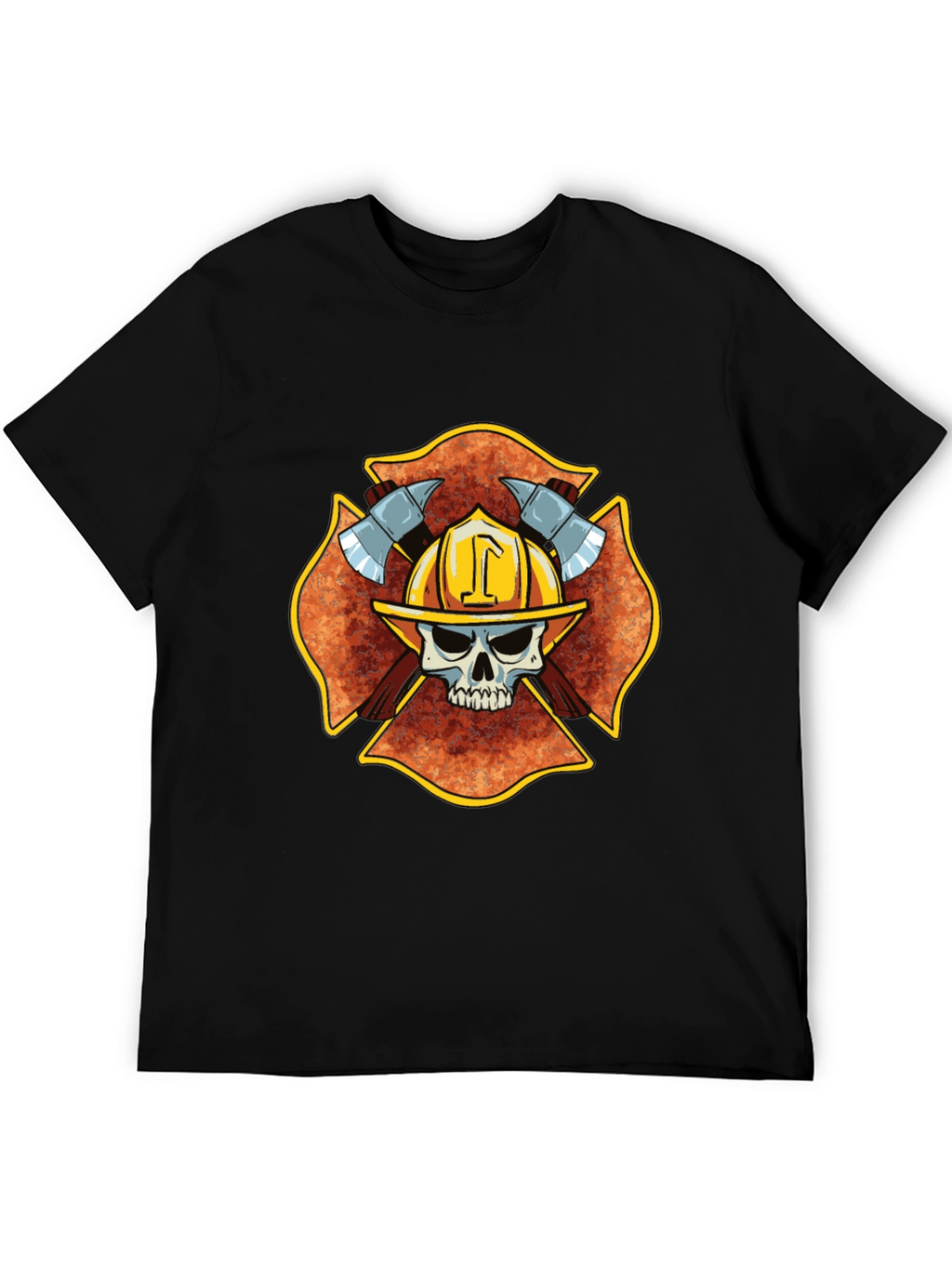 Firefighter Skull Maltese Cross T-Shirt