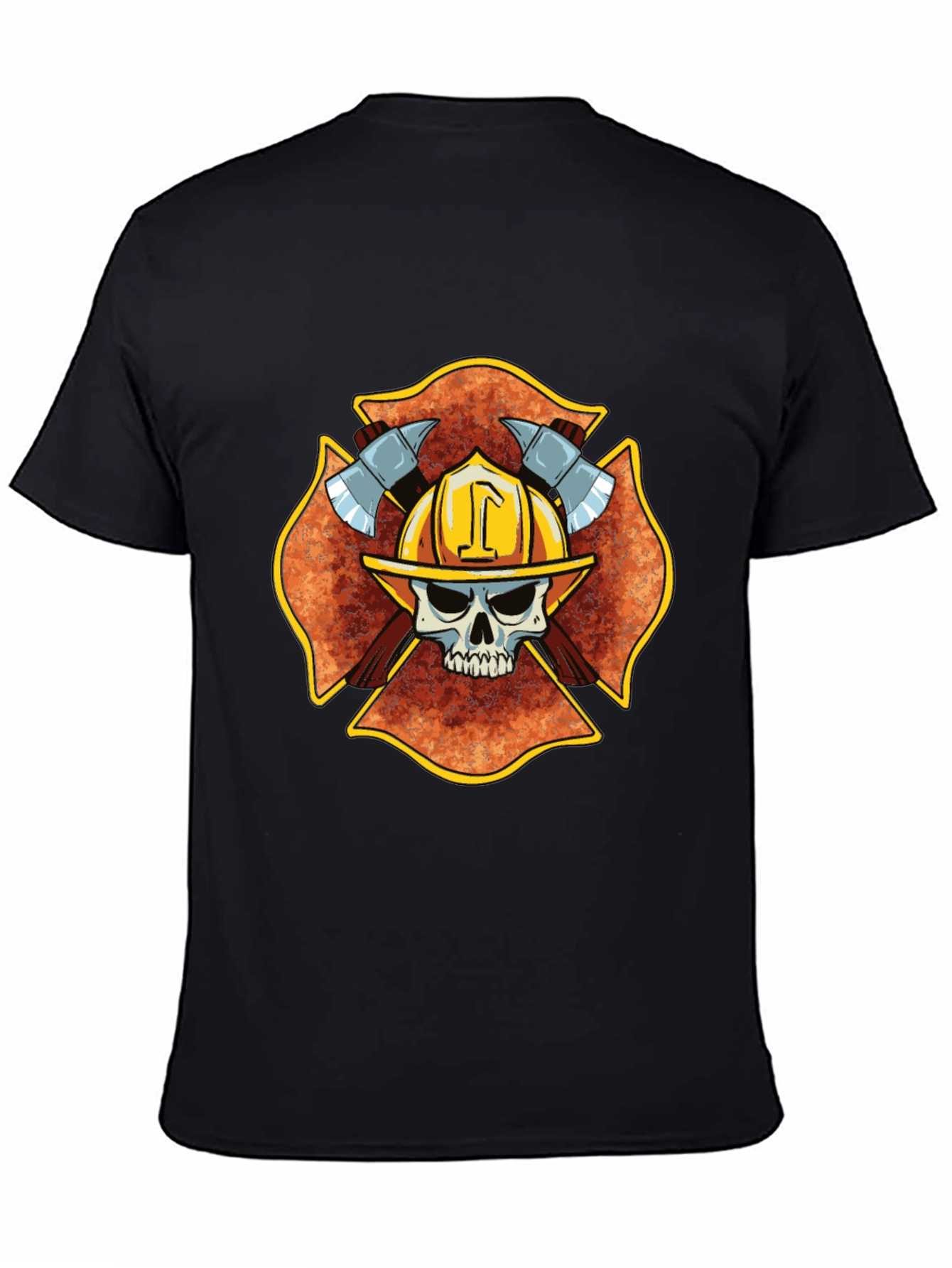 Firefighter Skull Maltese Cross T-Shirt