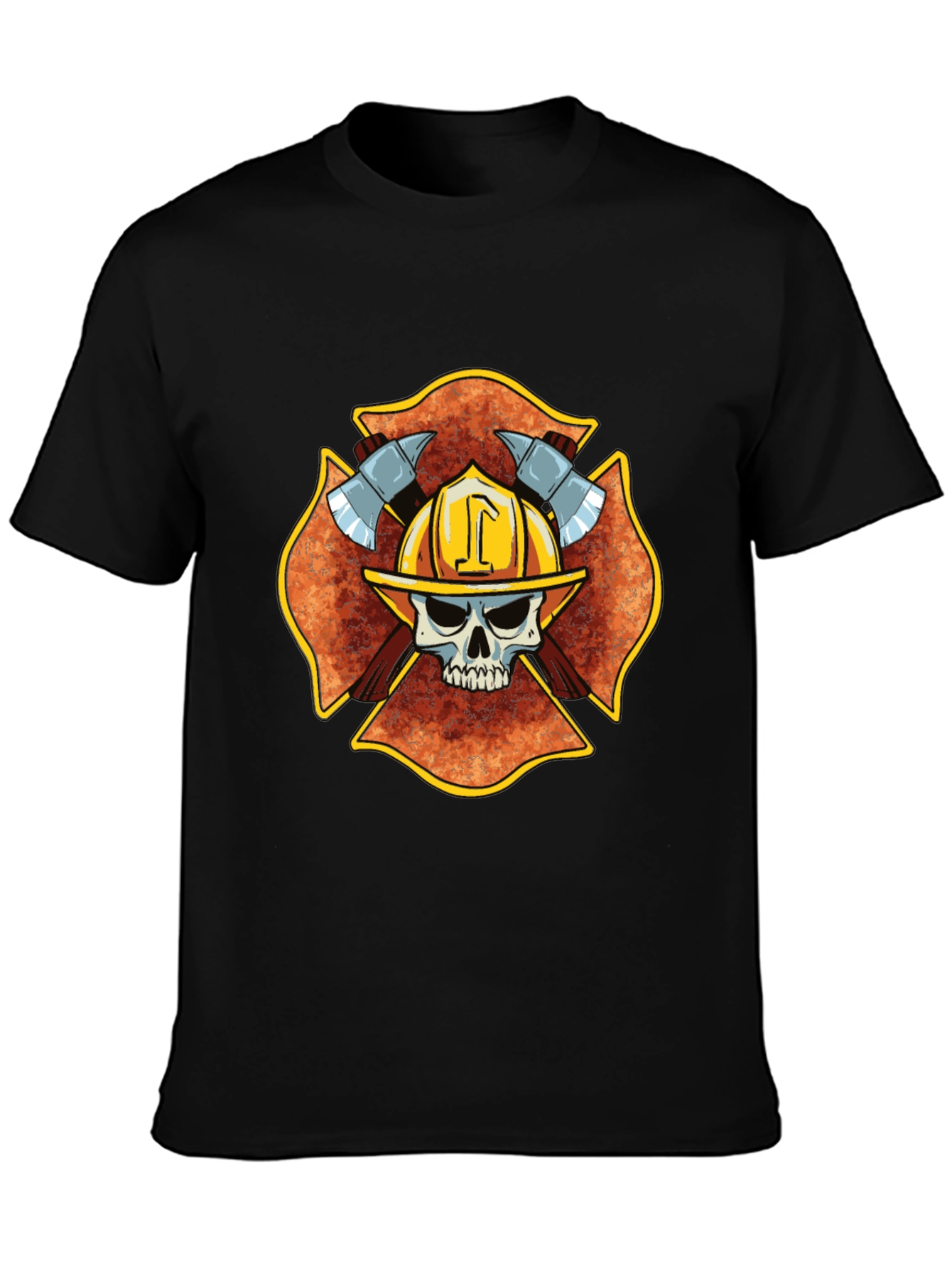 Firefighter Skull Maltese Cross T-Shirt
