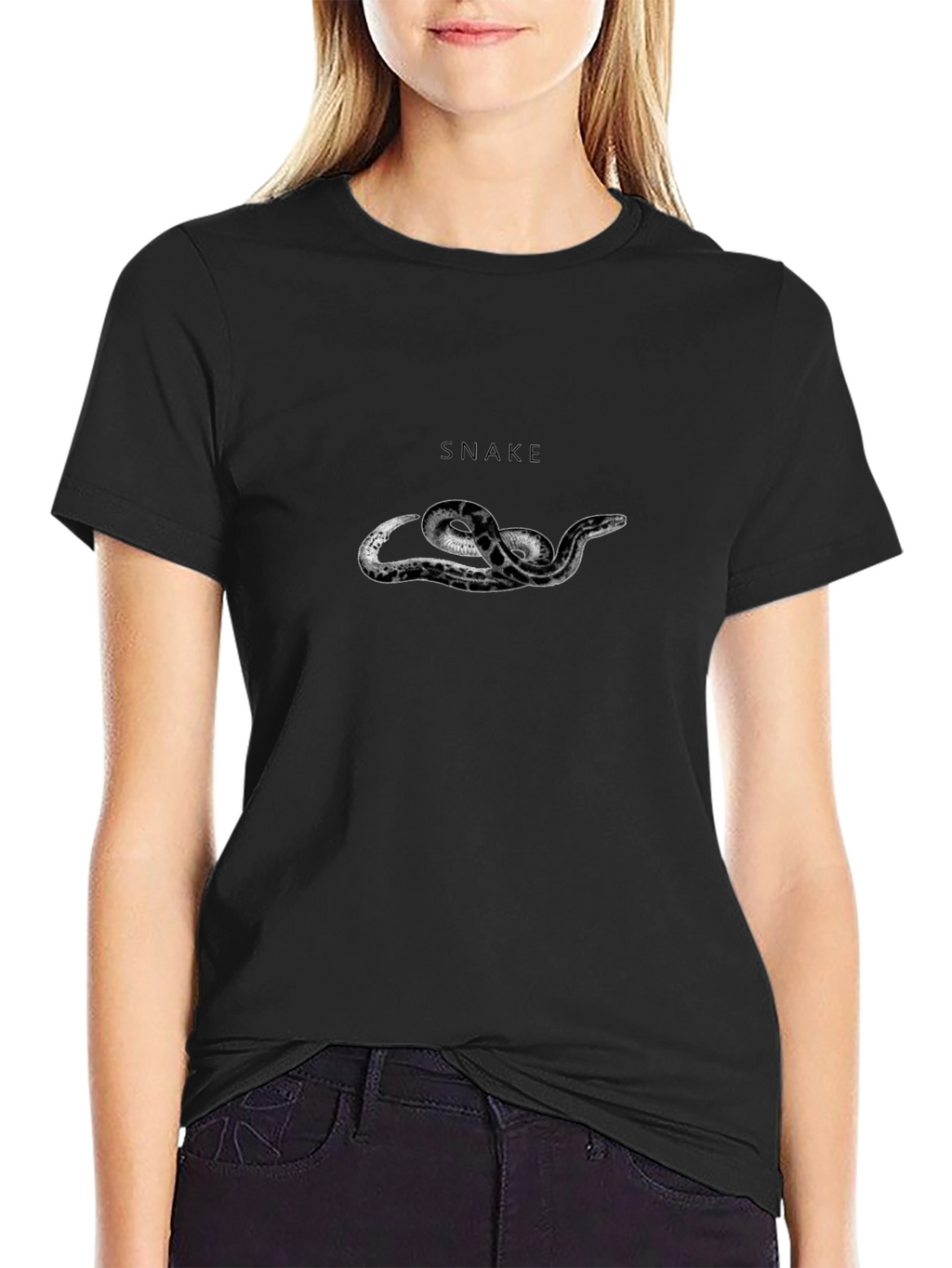 Snake Graphic Print Black T-Shirt