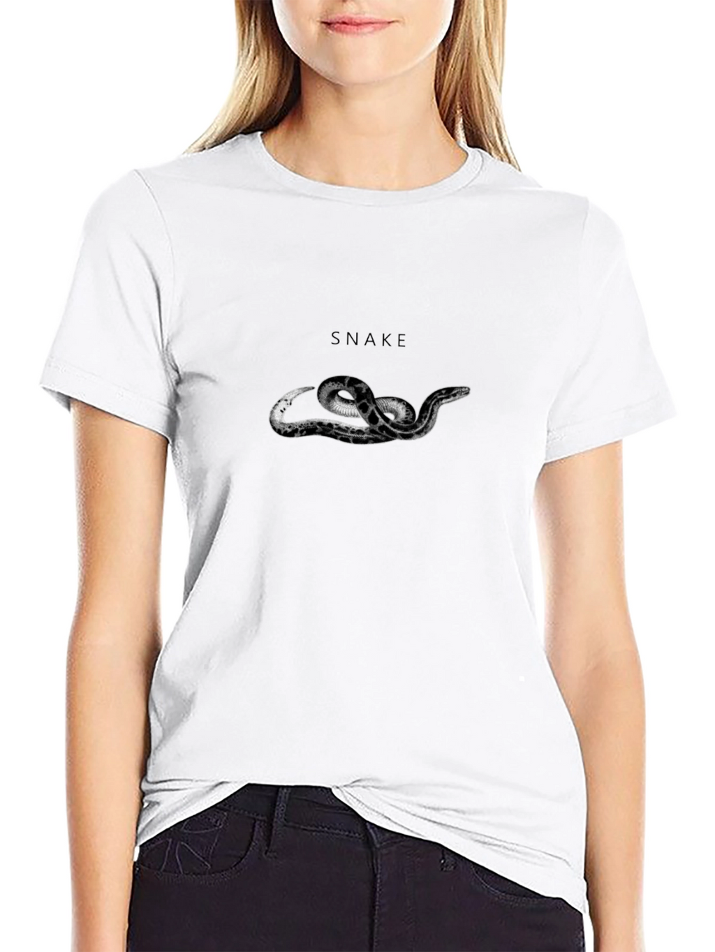 Snake Graphic Print Black T-Shirt