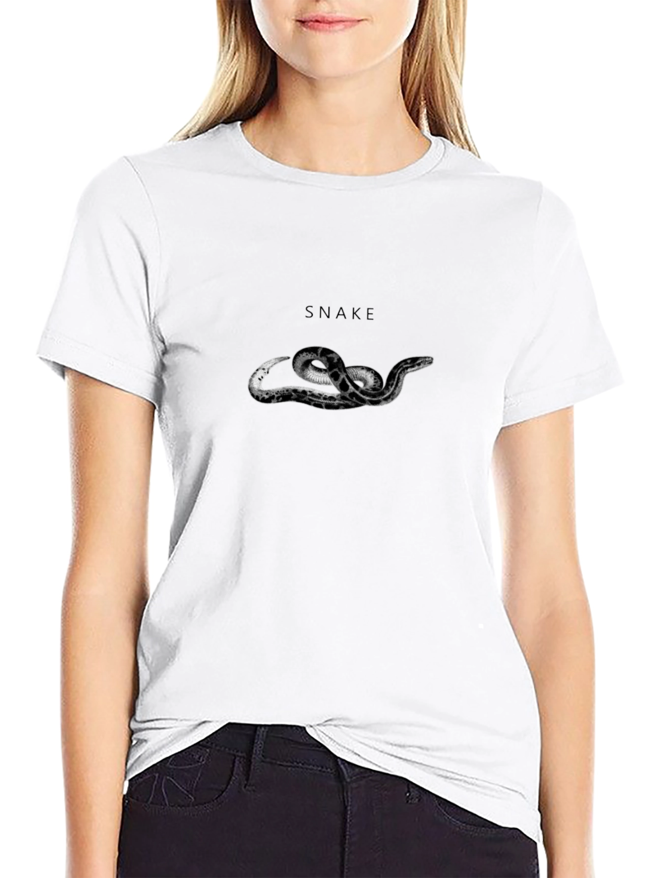 Snake Graphic Print Black T-Shirt