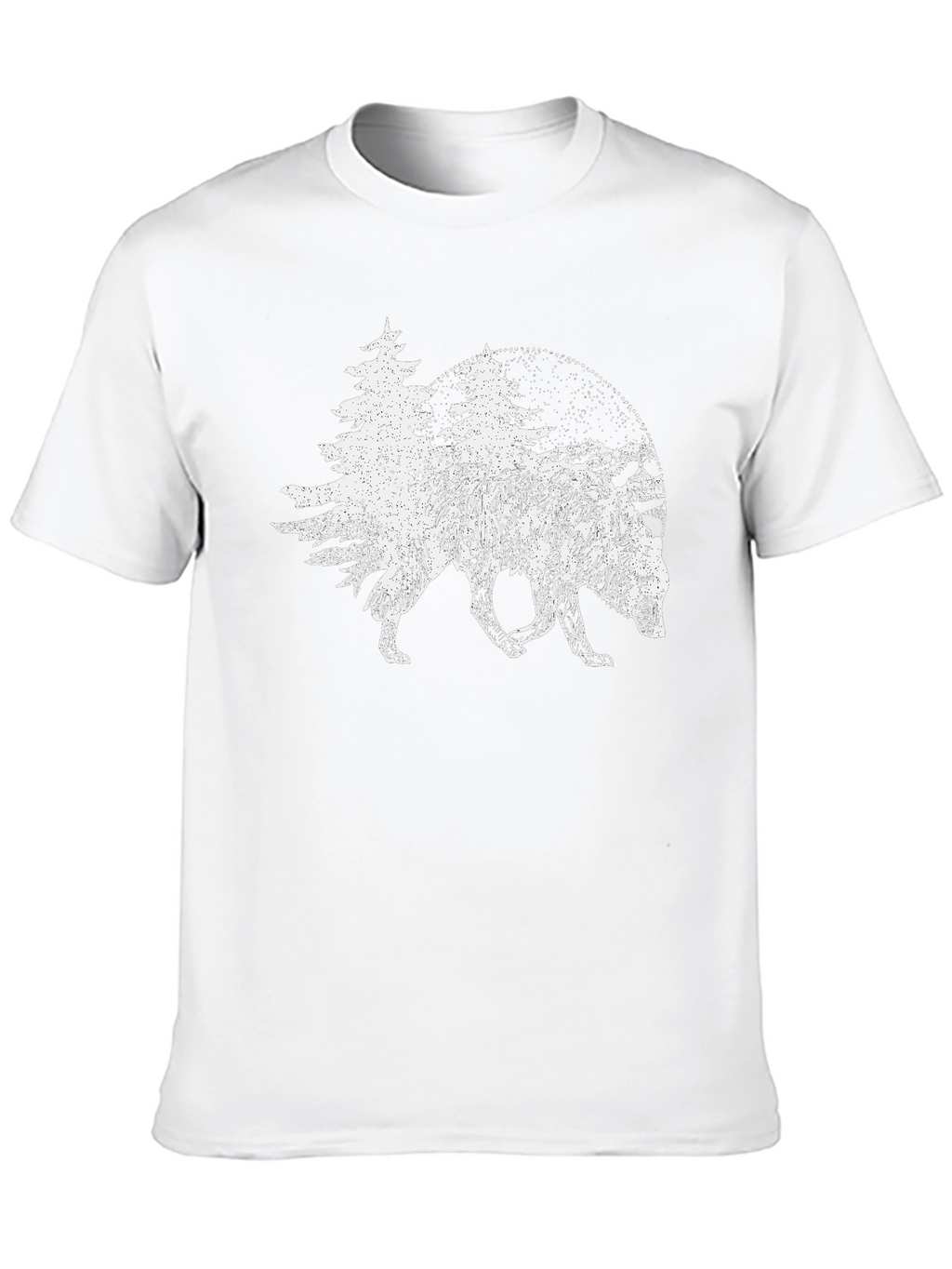 Nature Wolf Graphic Tee - Black Cotton T-Shirt
