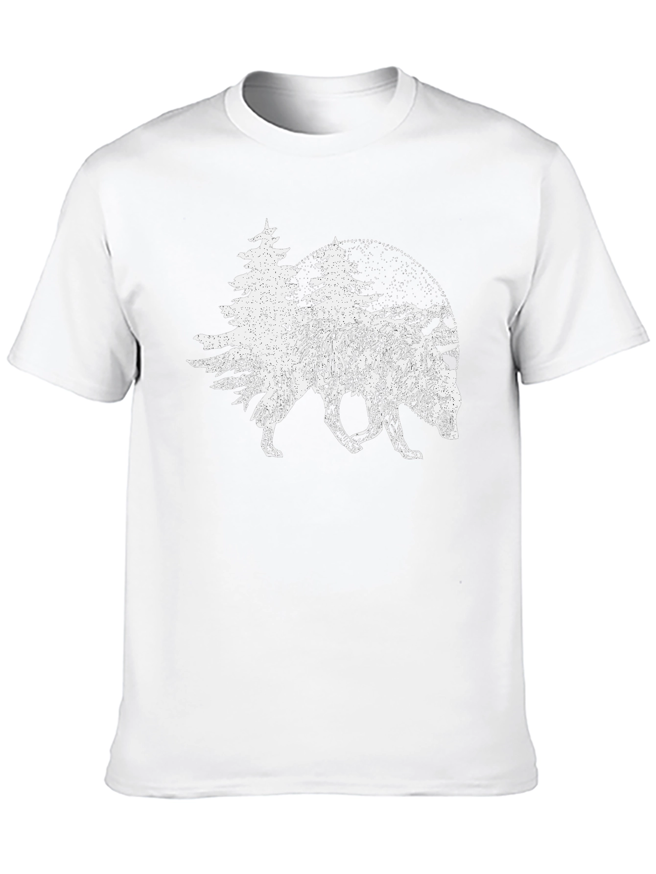 Nature Wolf Graphic Tee - Black Cotton T-Shirt