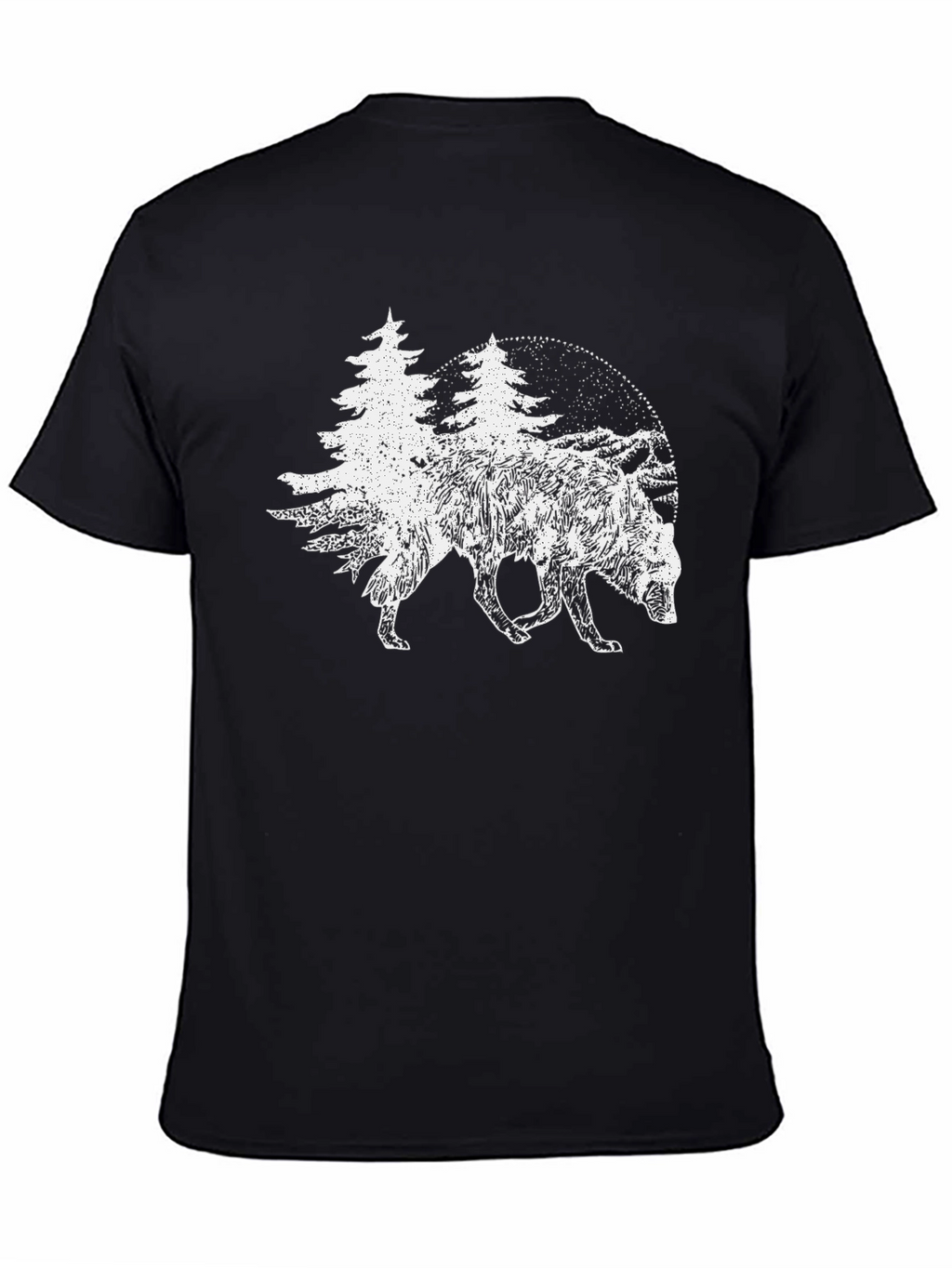 Nature Wolf Graphic Tee - Black Cotton T-Shirt