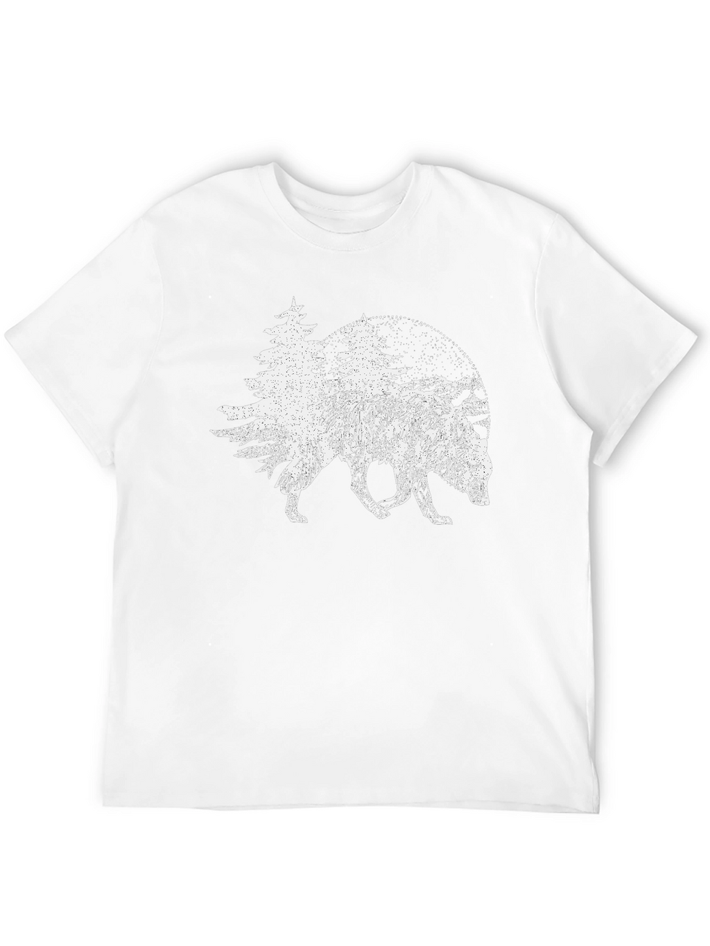 Nature Wolf Graphic Tee - Black Cotton T-Shirt