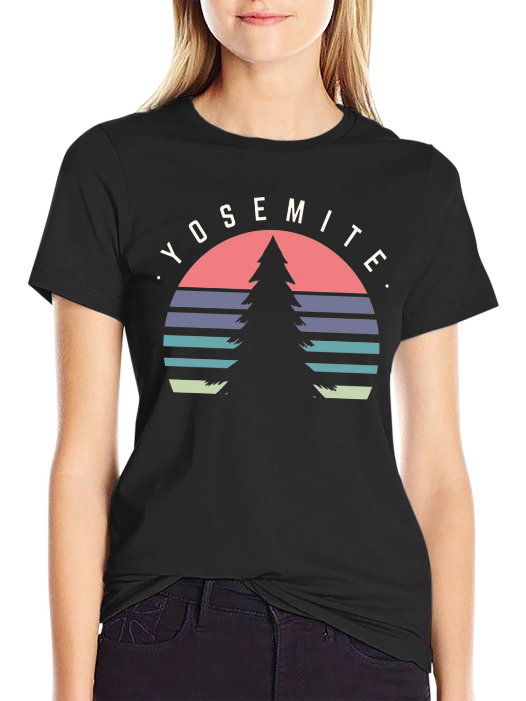 Yosemite Tree Graphic Tee - Black Cotton T-Shirt