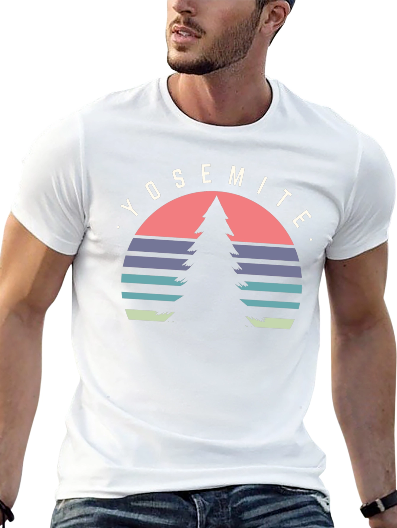Yosemite Tree Graphic Tee - Black Cotton T-Shirt