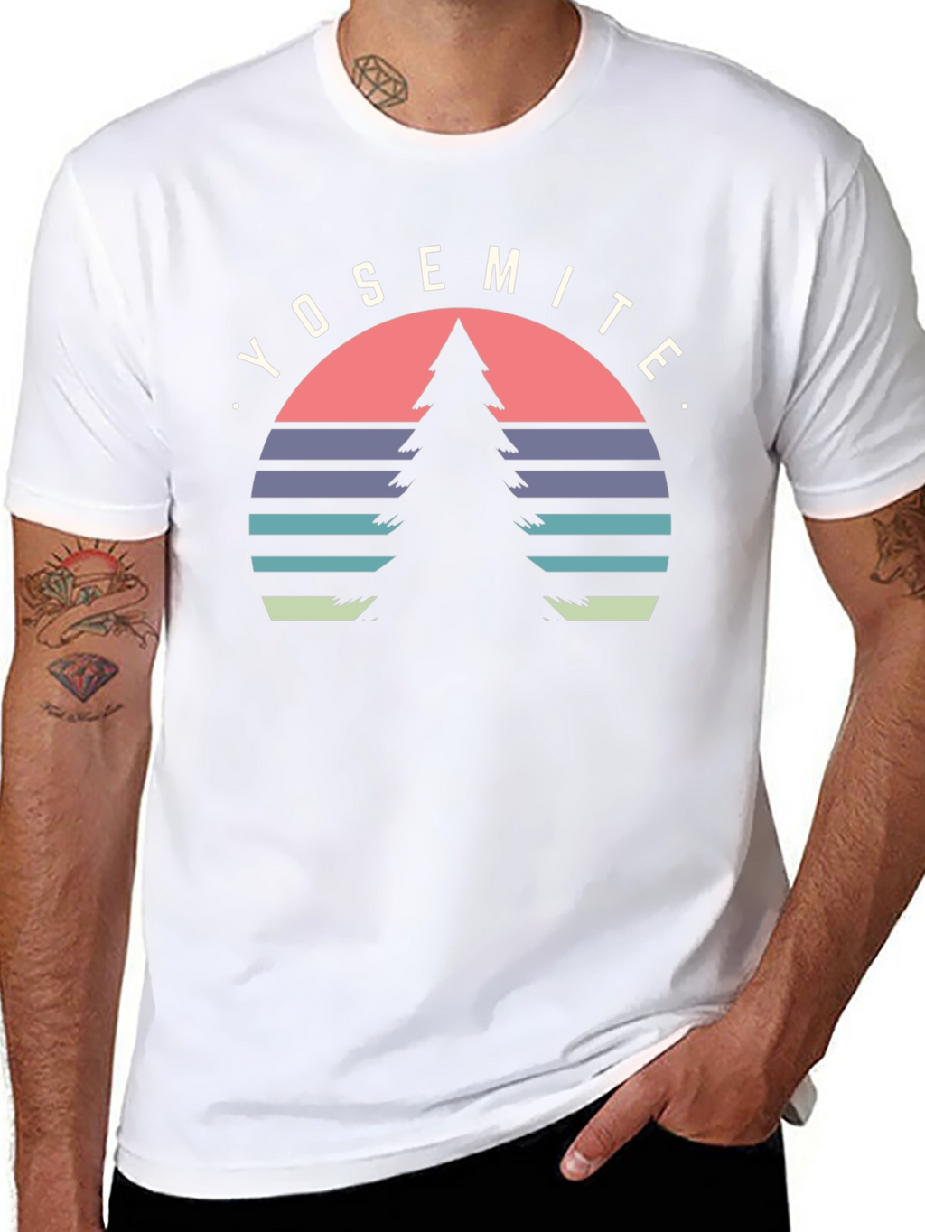 Yosemite Tree Graphic Tee - Black Cotton T-Shirt