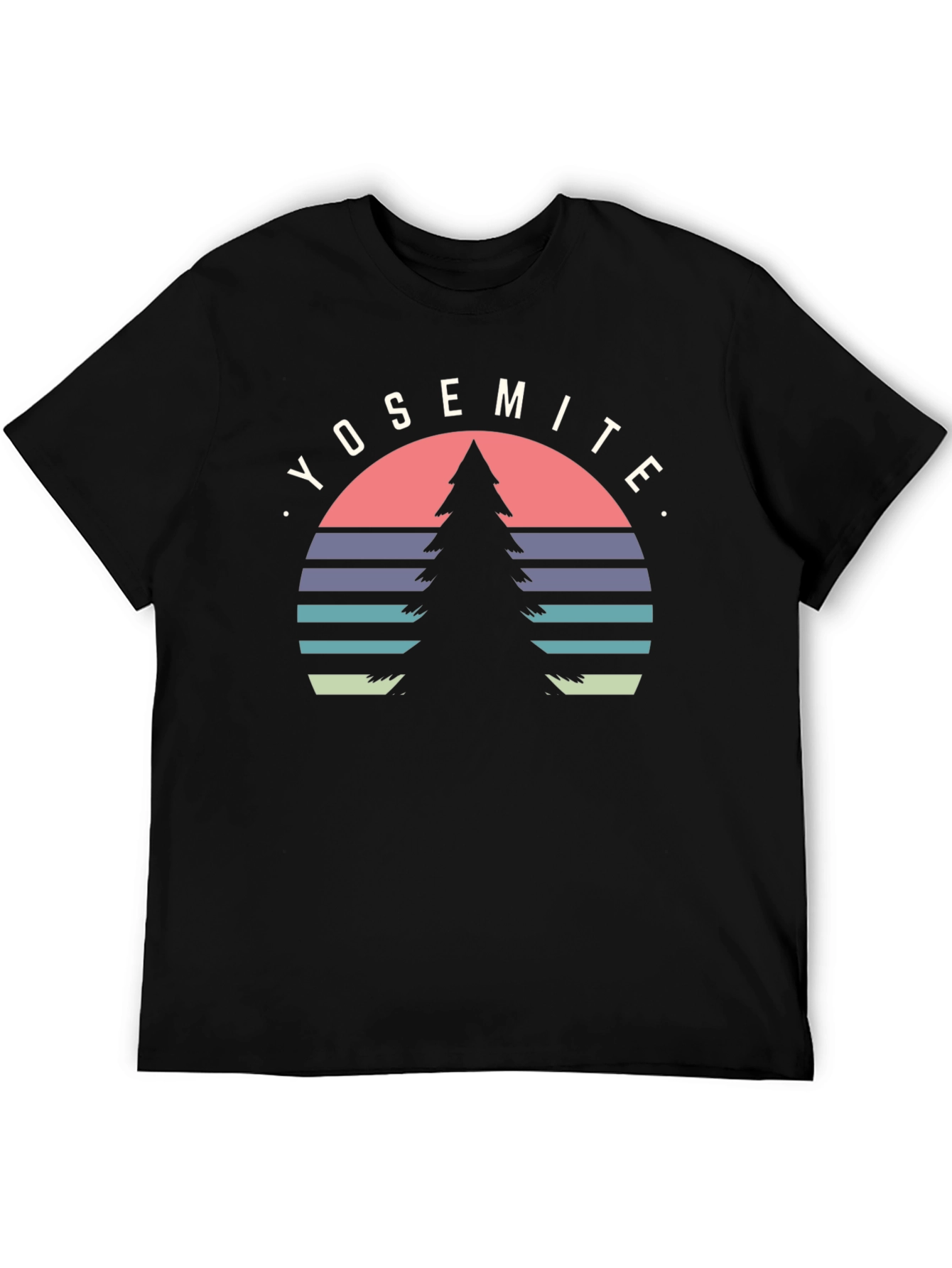 Yosemite Tree Graphic Tee - Black Cotton T-Shirt
