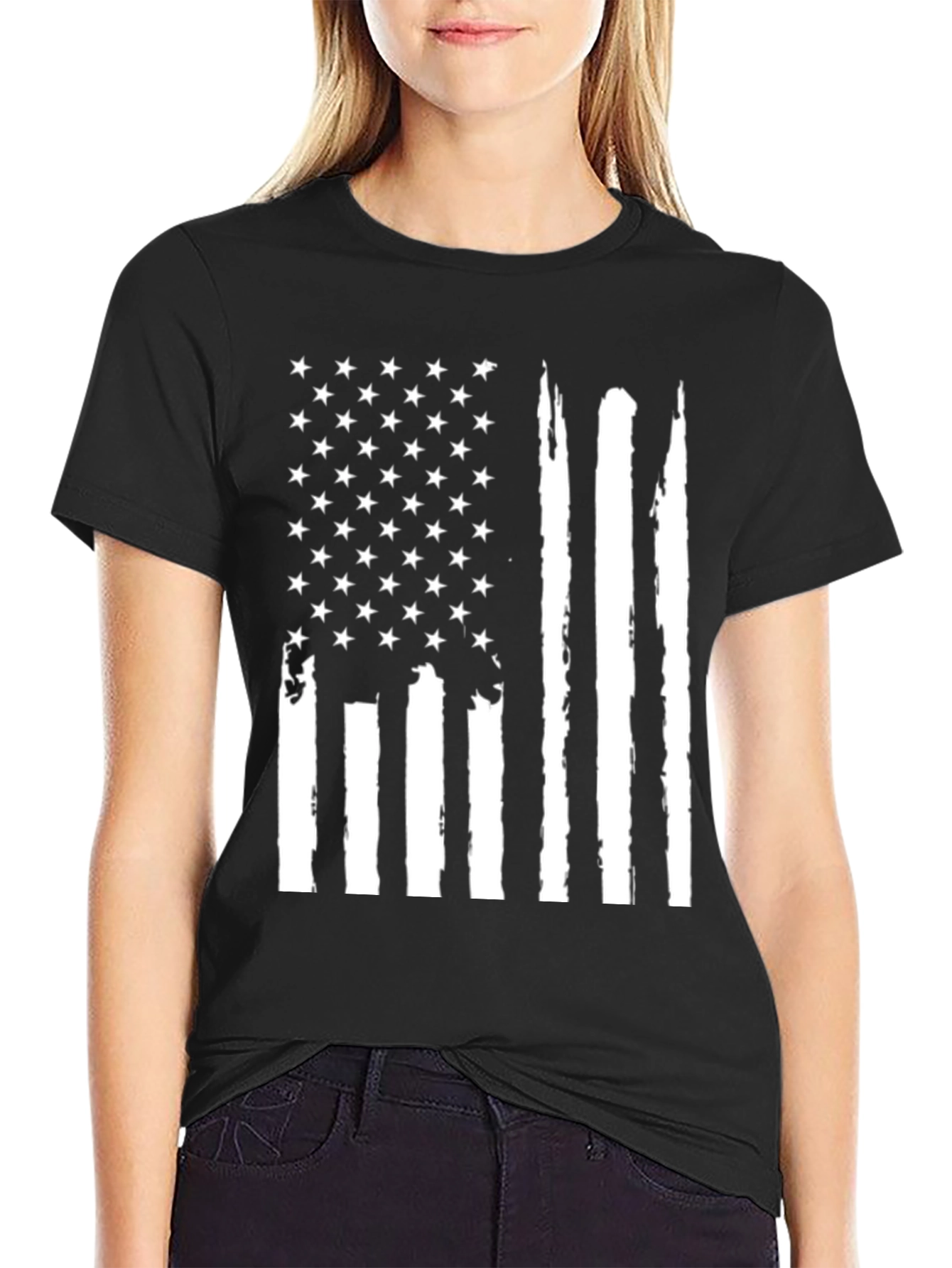 Distressed American Flag Graphic T-Shirt