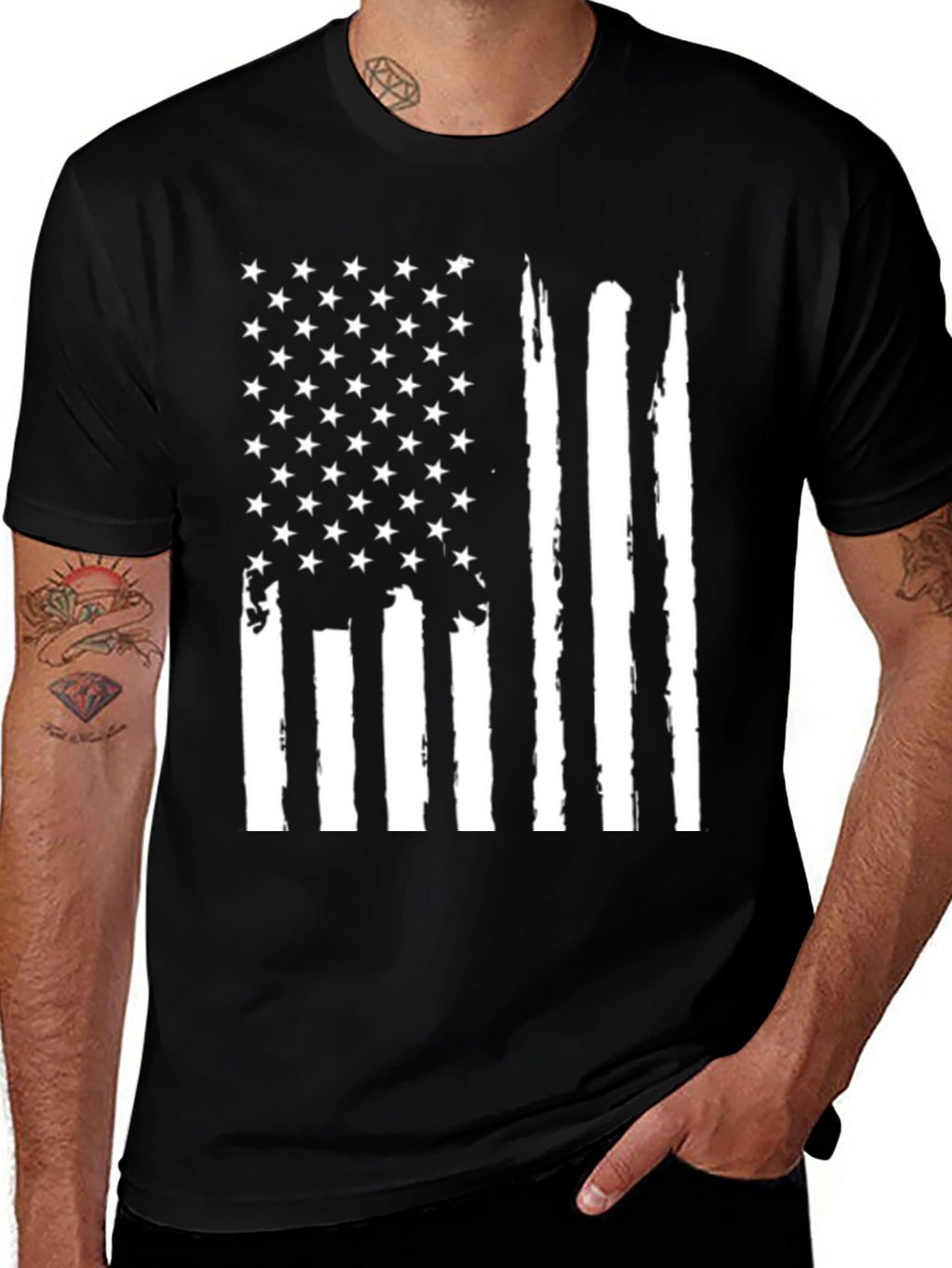 Distressed American Flag Graphic T-Shirt