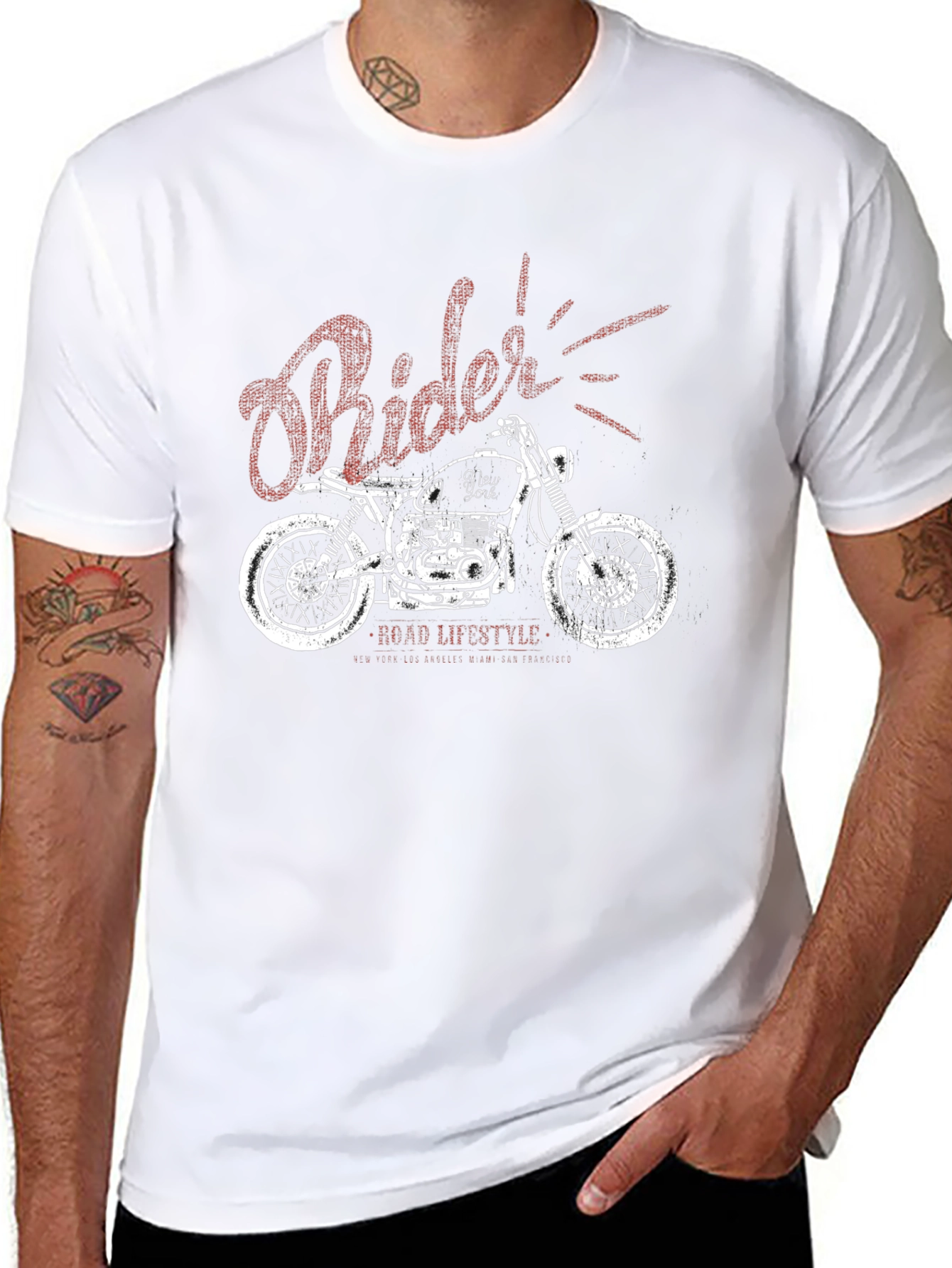 Rider Motorcycle Graphic Black T-Shirt