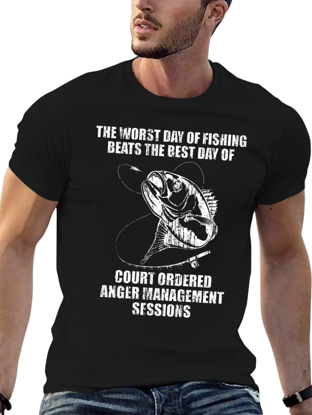 Fishing T-Shirt: Worst Day Beats Best Day!