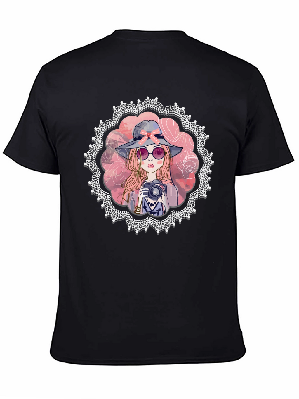 Girl with Camera Graphic Tee - Trendy Casual Shirt