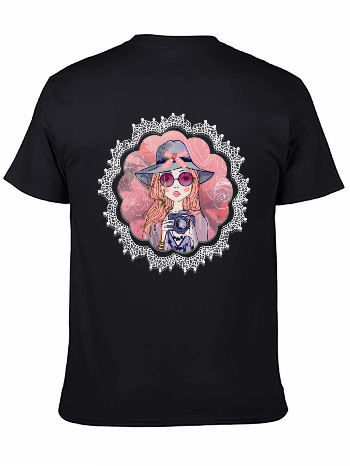 Girl with Camera Graphic Tee - Trendy Casual Shirt