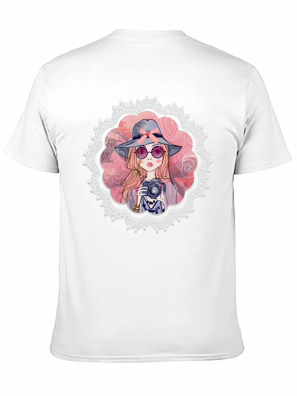 Girl with Camera Graphic Tee - Trendy Casual Shirt