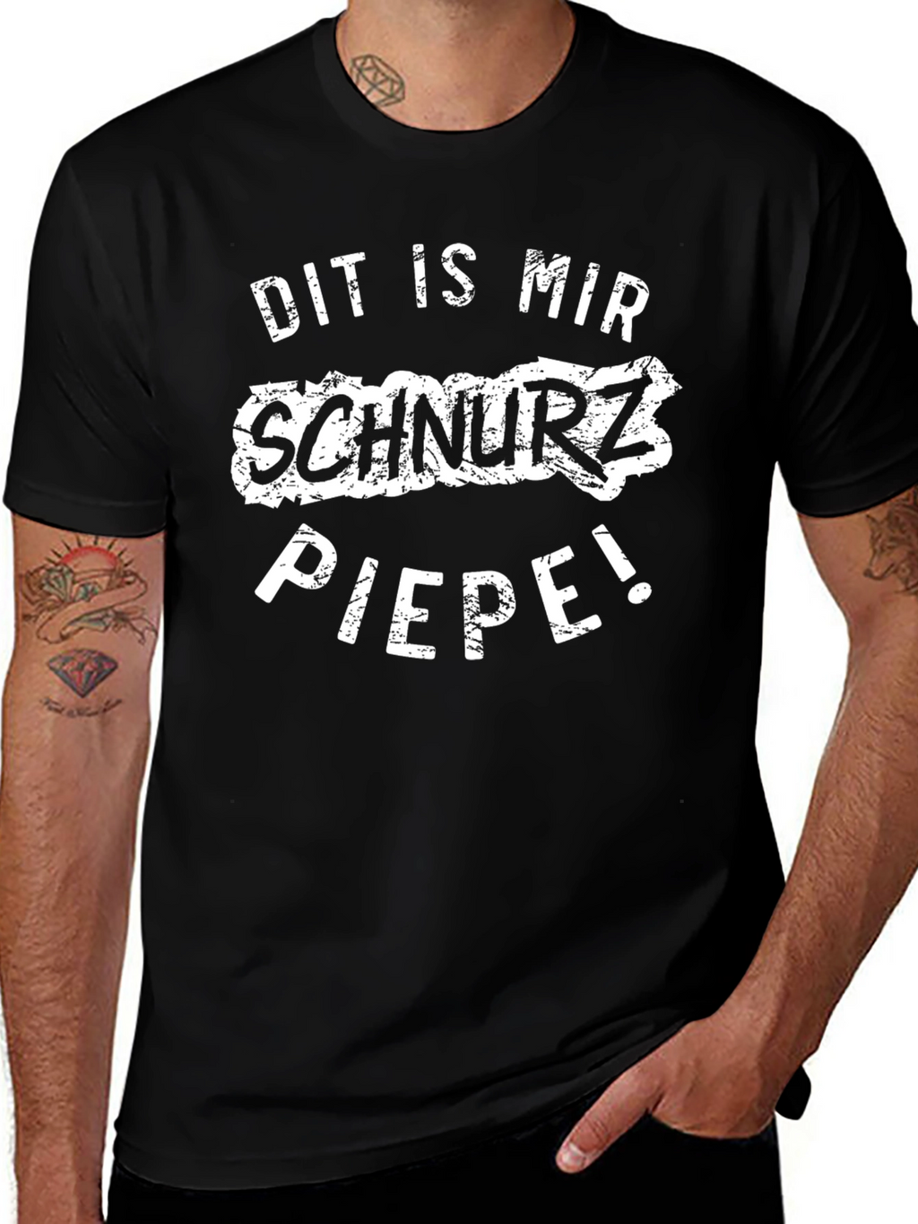 Dit is mir Schnurz Piepe! Black Graphic Tee