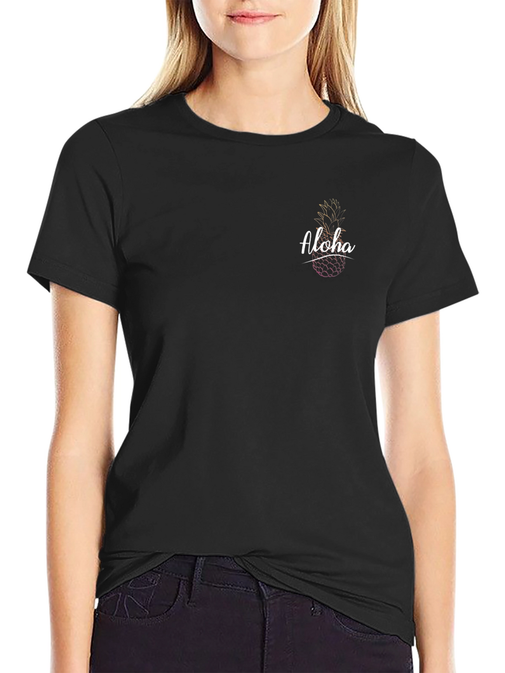 Aloha Pineapple Graphic Tee - Black Casual Shirt