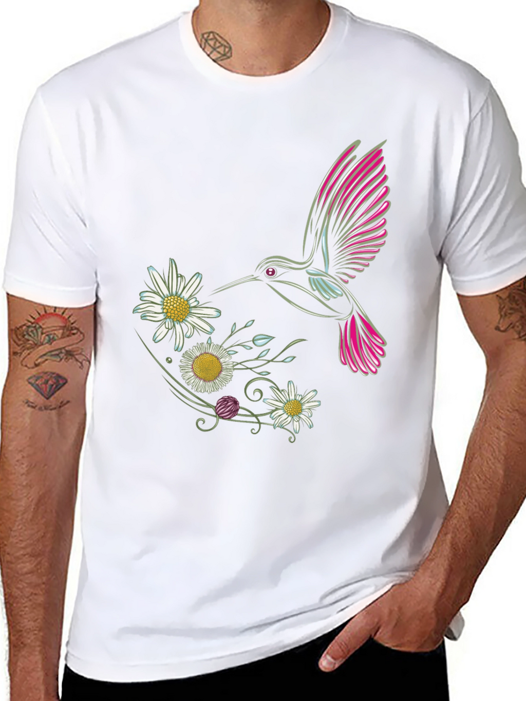 Hummingbird and Daisy Graphic Tee