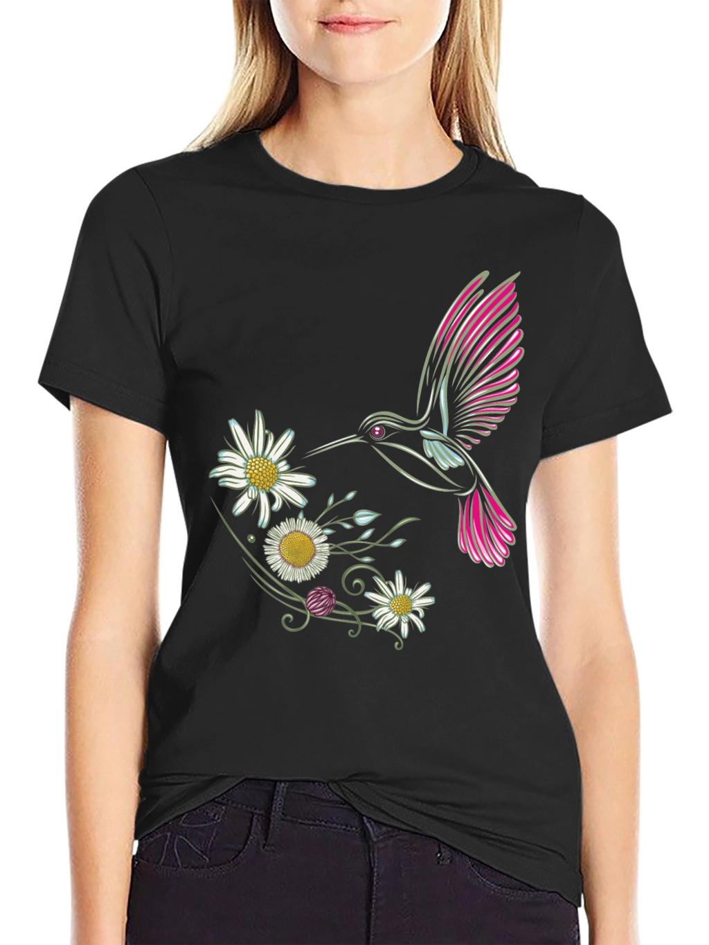 Hummingbird and Daisy Graphic Tee
