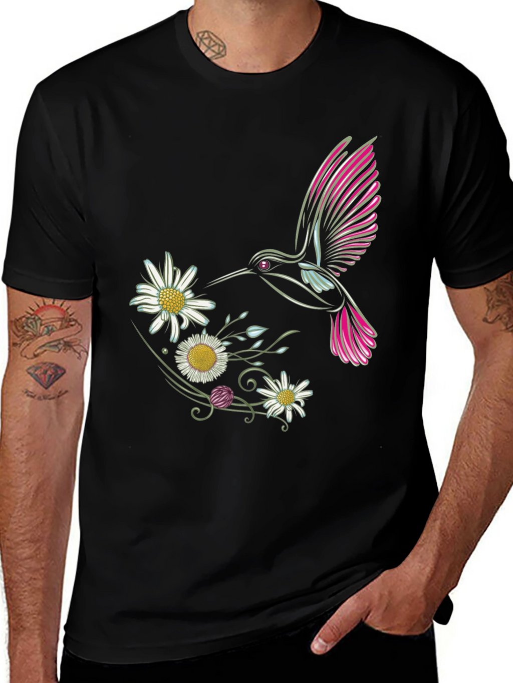 Hummingbird and Daisy Graphic Tee