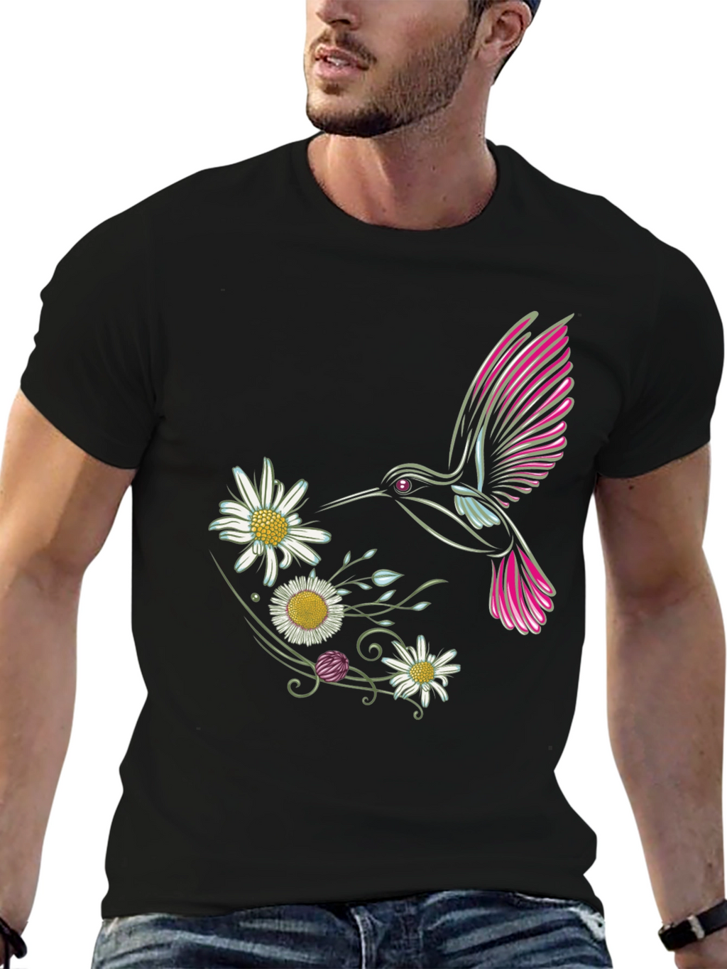 Hummingbird and Daisy Graphic Tee