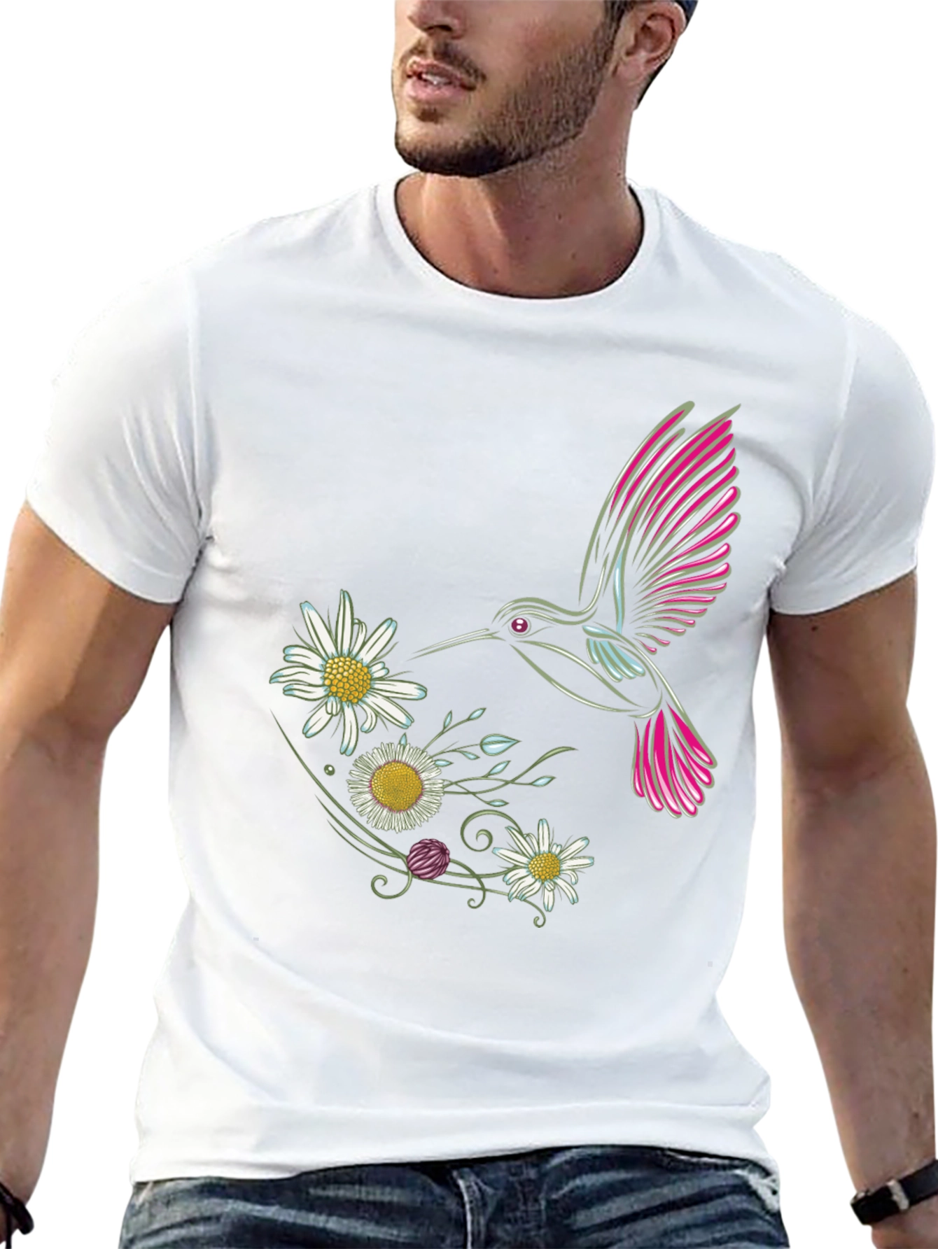 Hummingbird and Daisy Graphic Tee