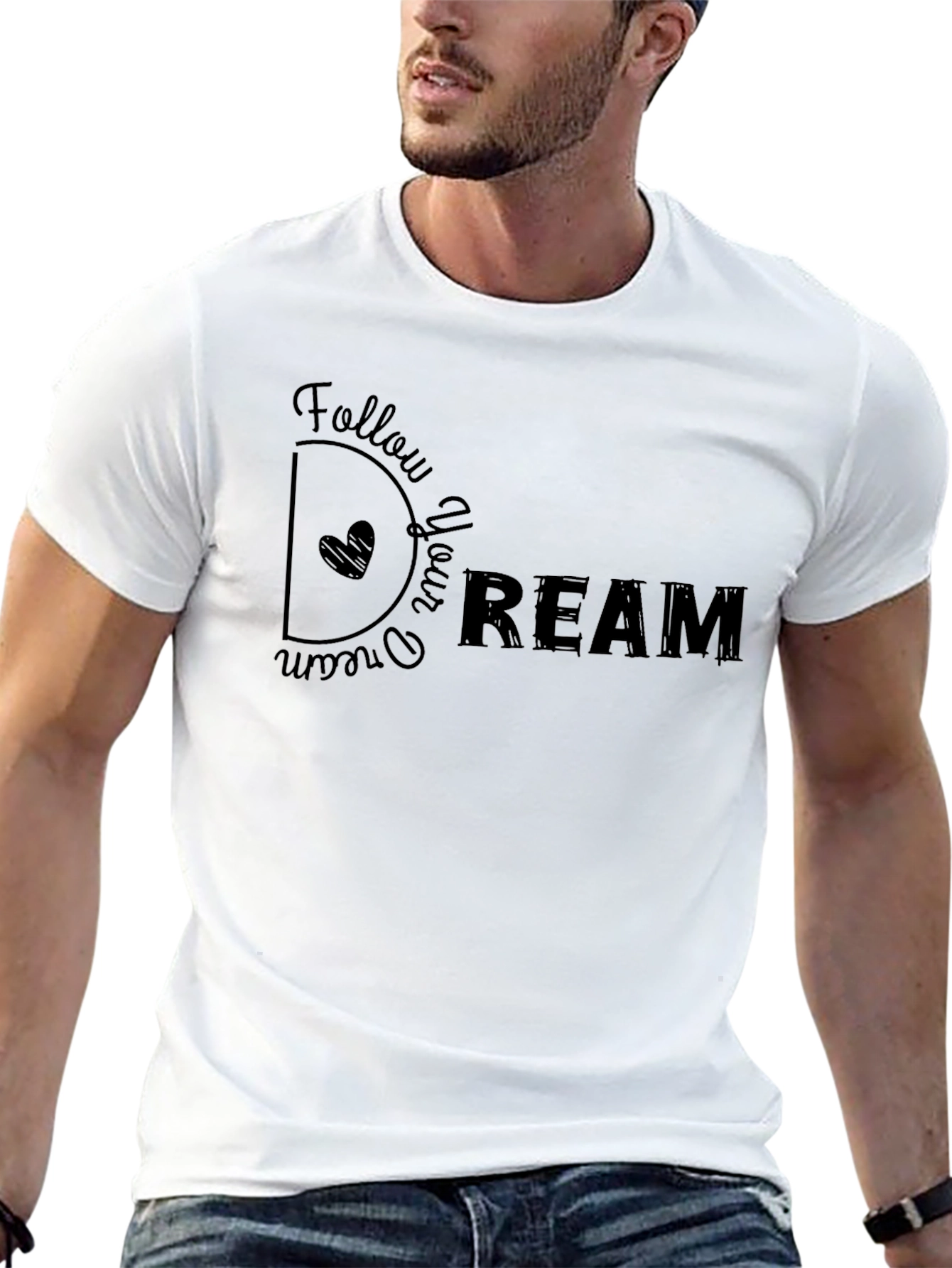 Follow Your Dream Graphic T-Shirt - Casual Black Tee