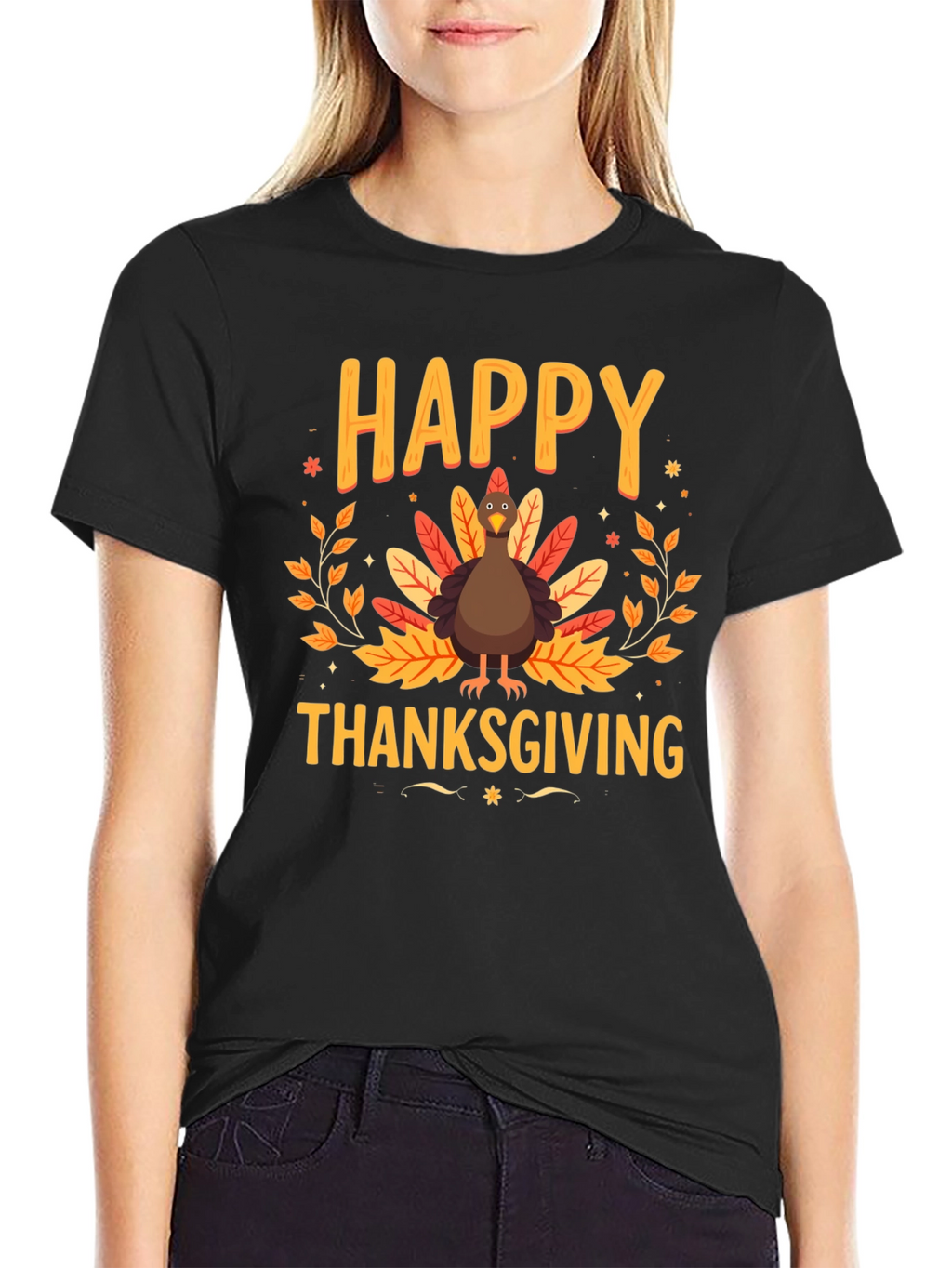 Happy Thanksgiving Turkey Graphic Tee - Holiday Apparel