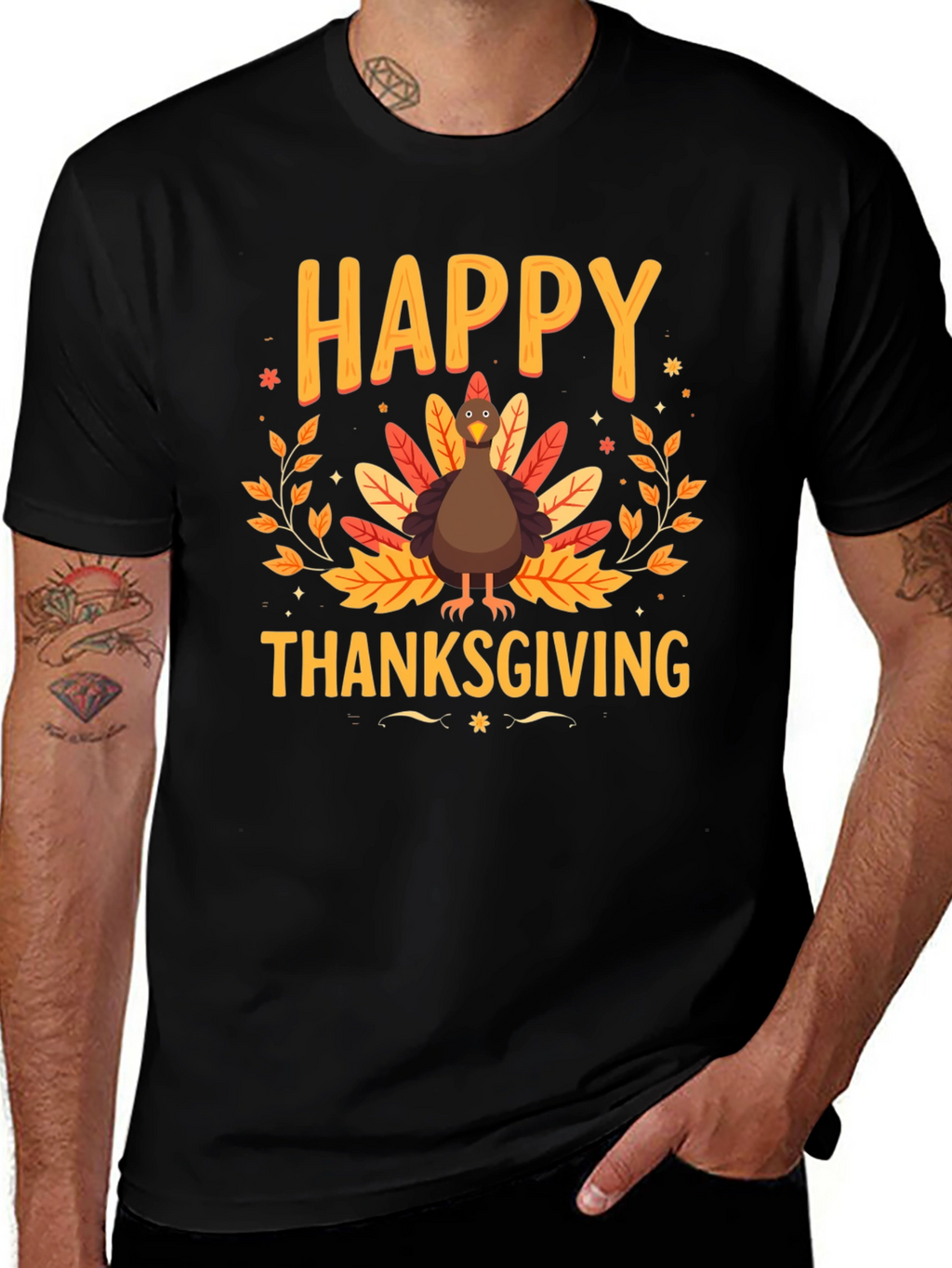 Happy Thanksgiving Turkey Graphic Tee - Holiday Apparel