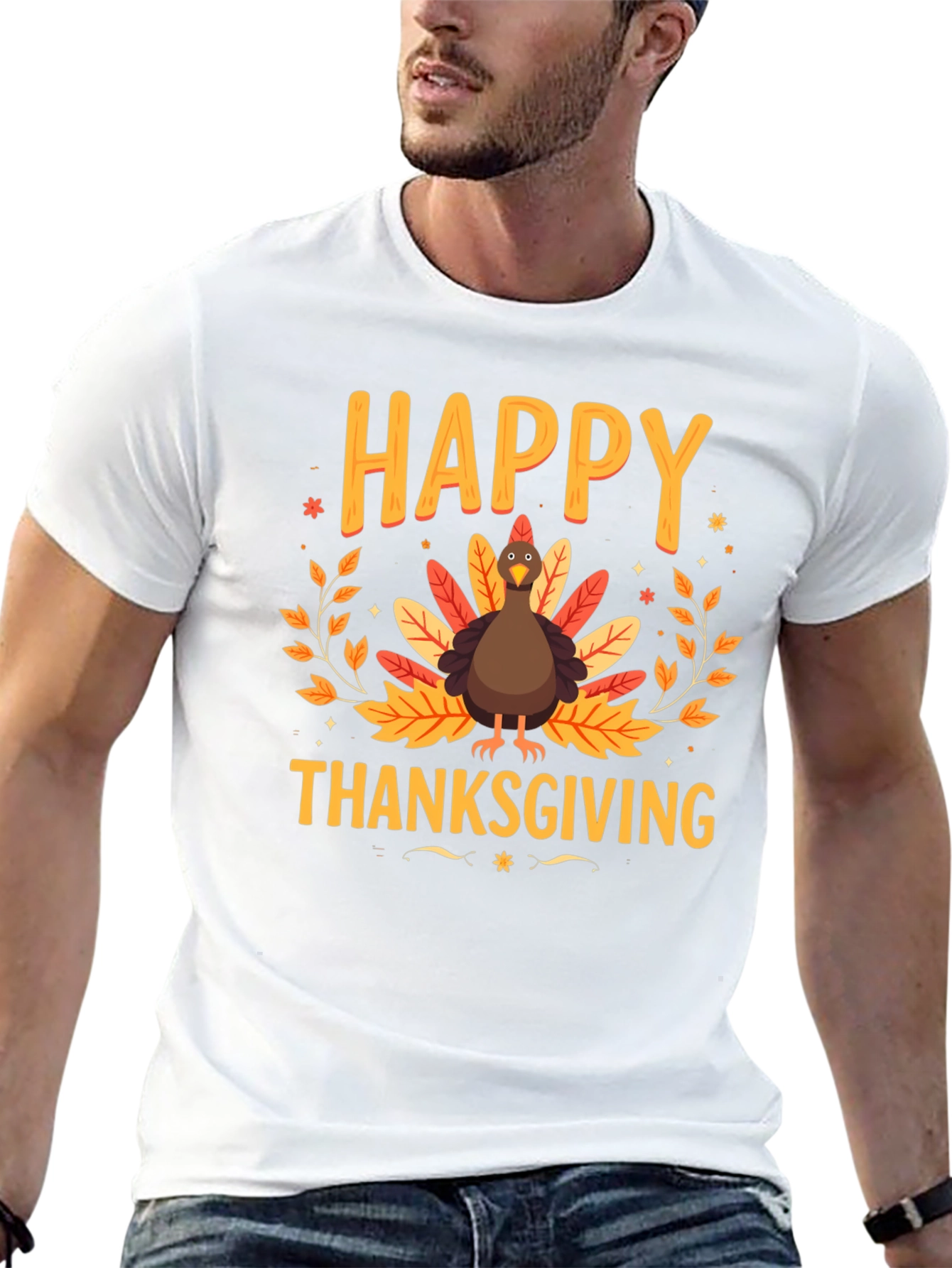 Happy Thanksgiving Turkey Graphic Tee - Holiday Apparel