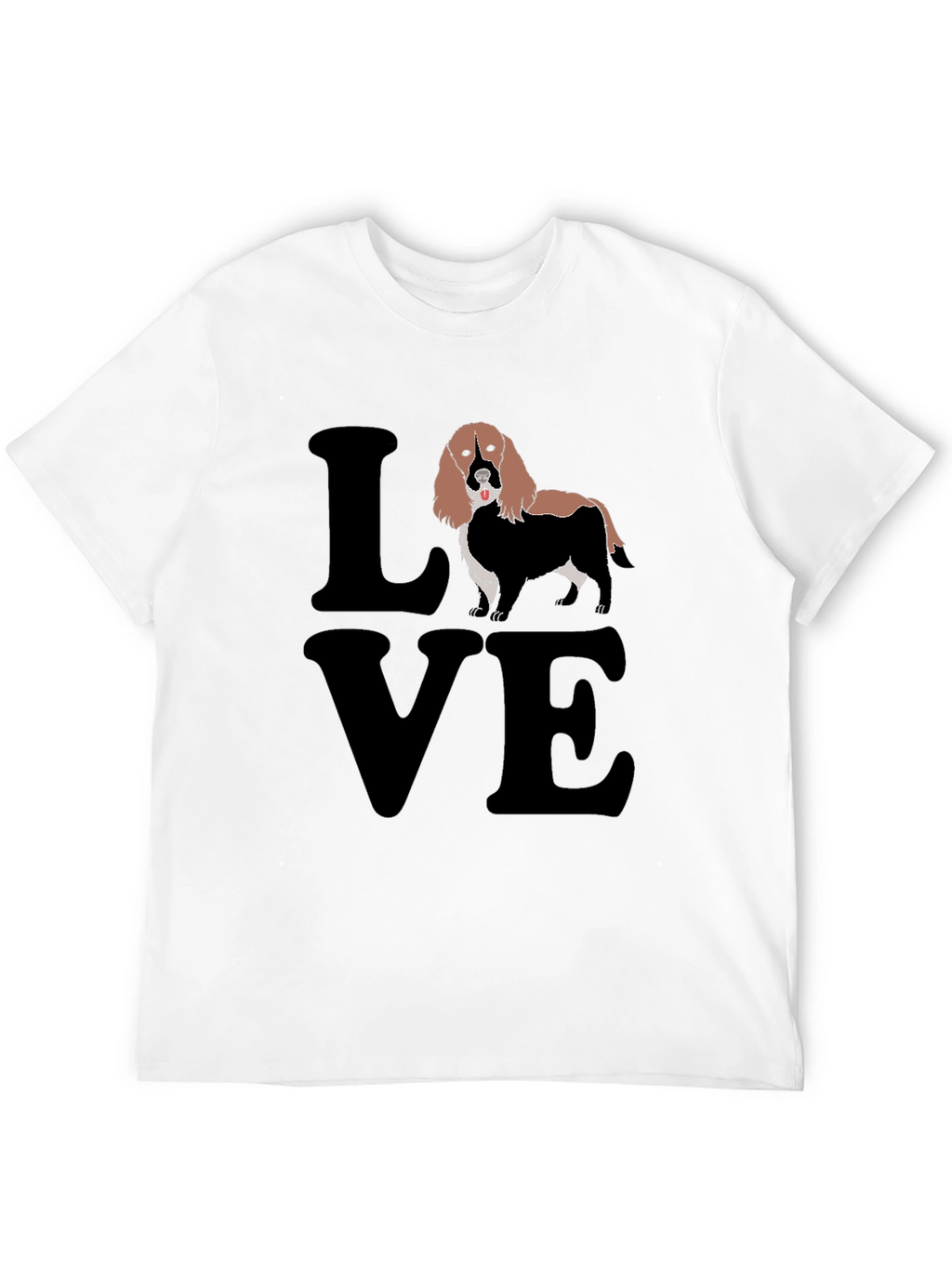 Love Spaniel T-Shirt Black Cotton