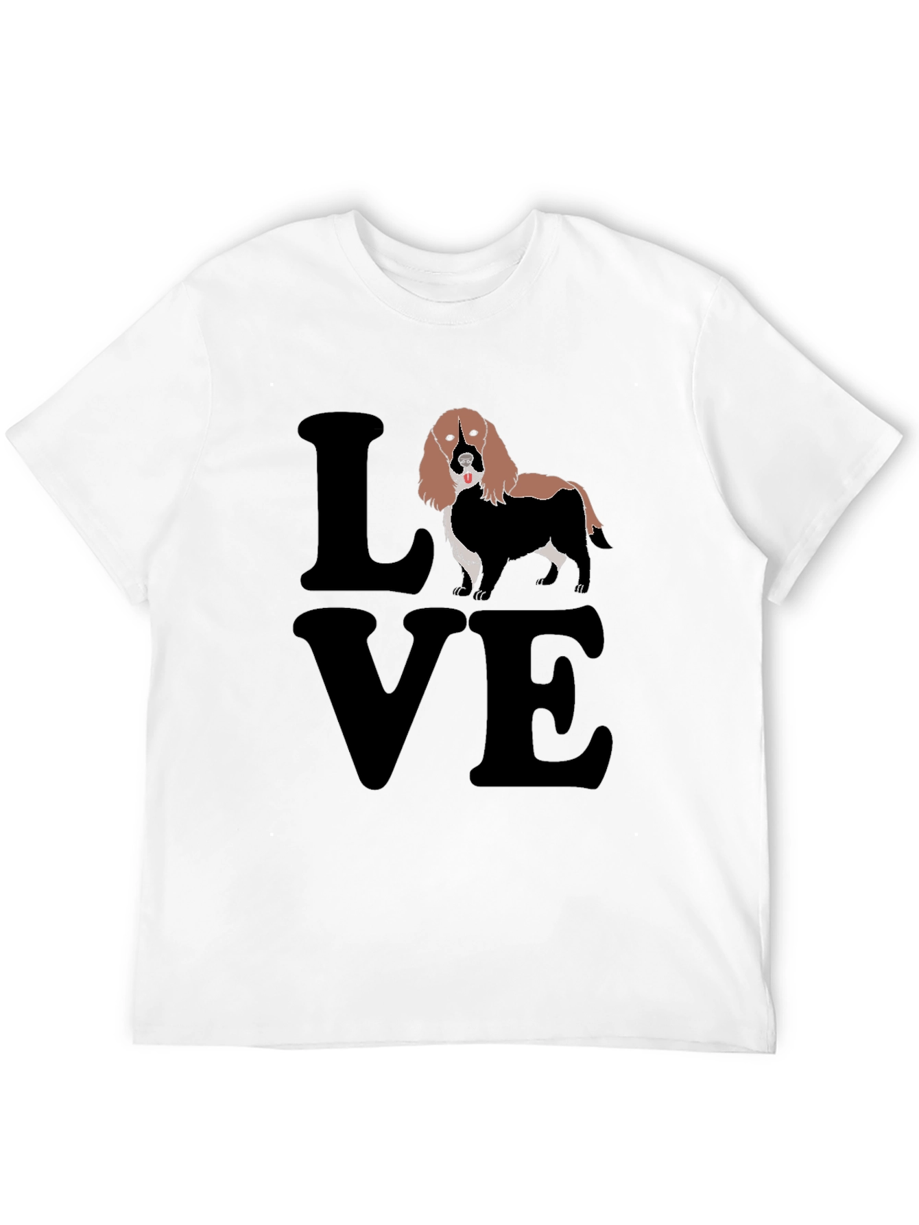 Love Spaniel T-Shirt Black Cotton