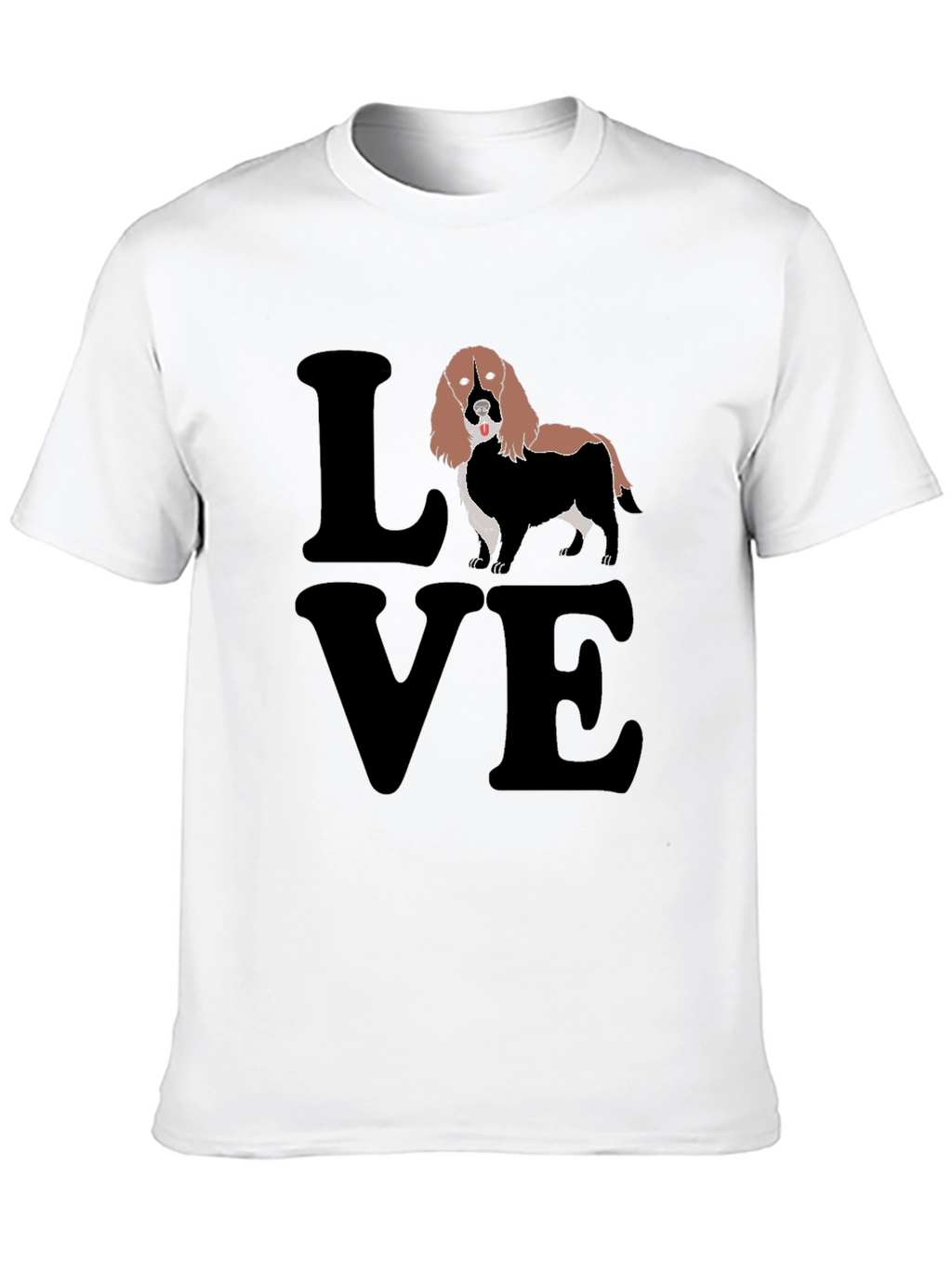 Love Spaniel T-Shirt Black Cotton