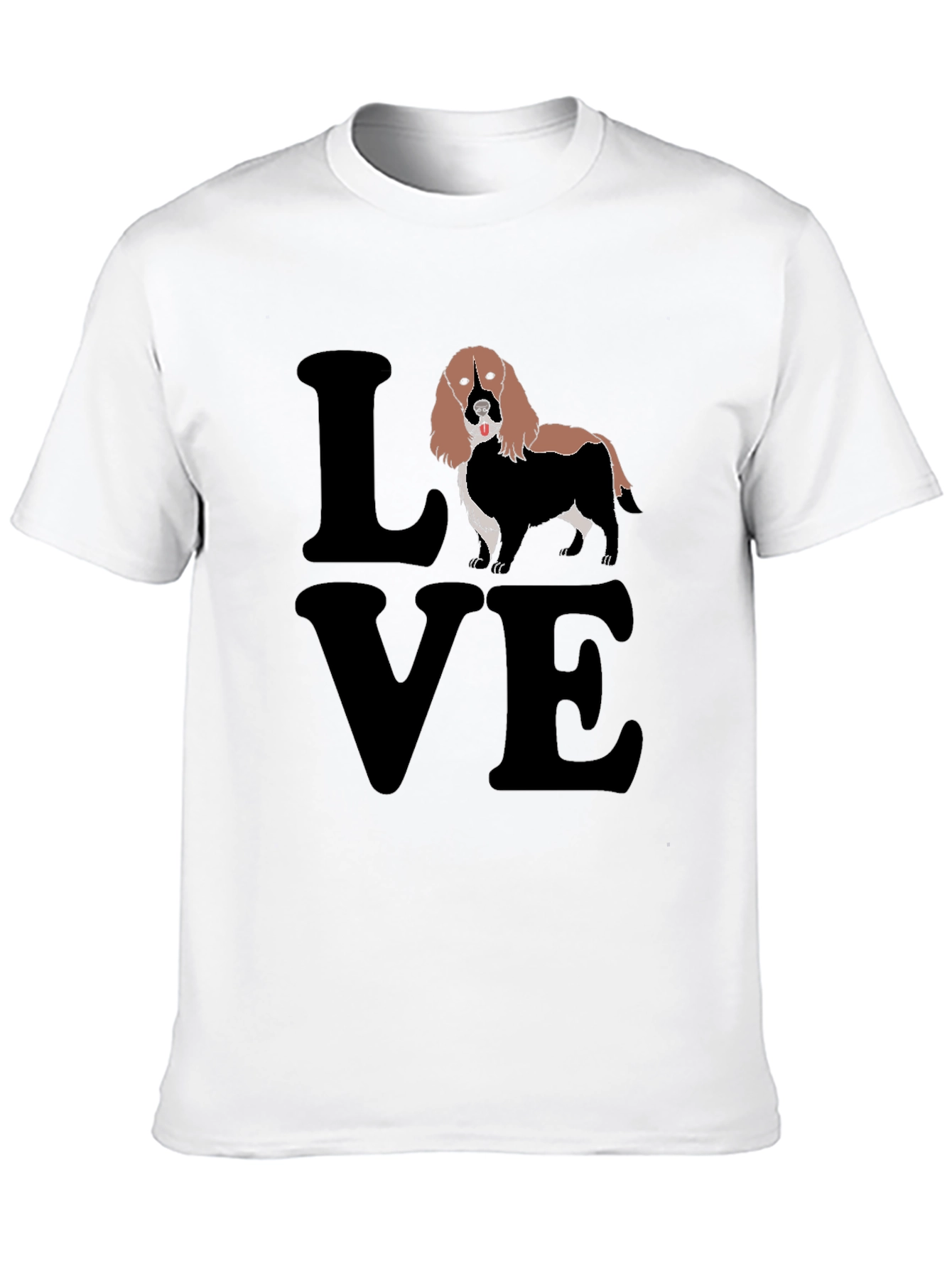 Love Spaniel T-Shirt Black Cotton