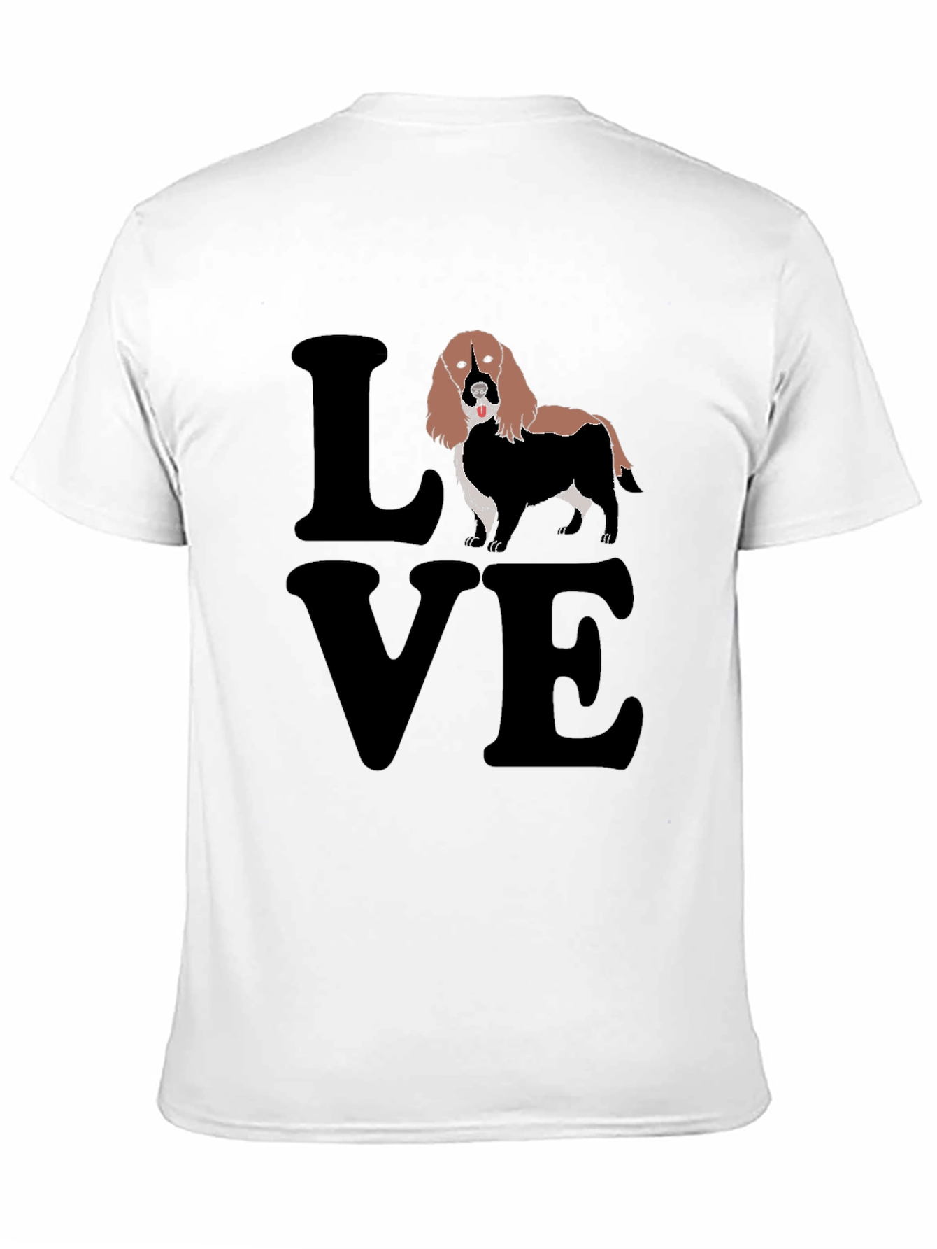 Love Spaniel T-Shirt Black Cotton