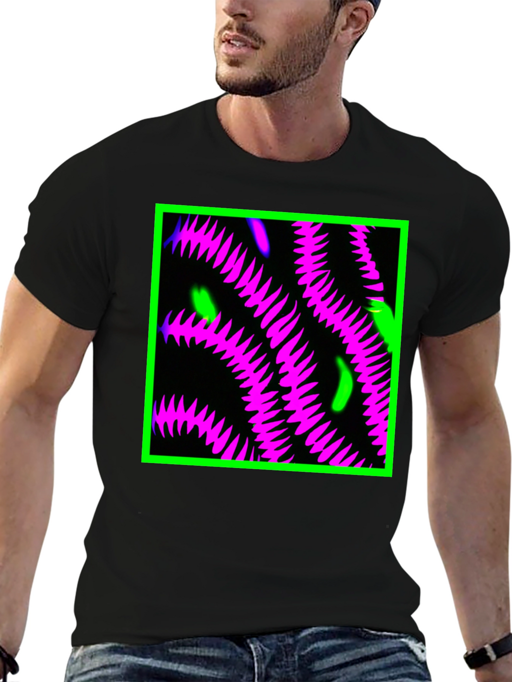 Neon Tentacle Graphic Tee - Black