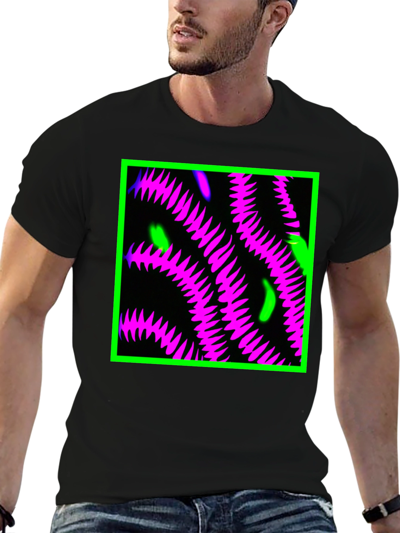 Neon Tentacle Graphic Tee - Black