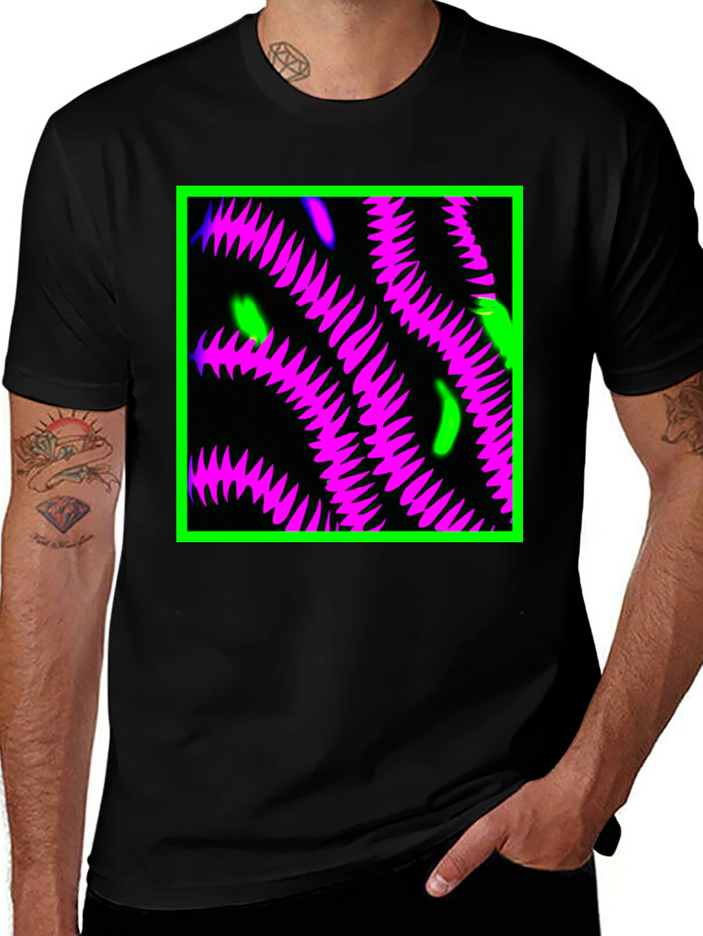 Neon Tentacle Graphic Tee - Black