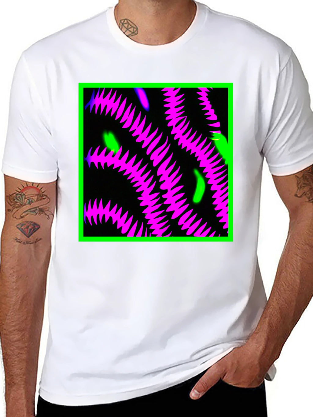 Neon Tentacle Graphic Tee - Black