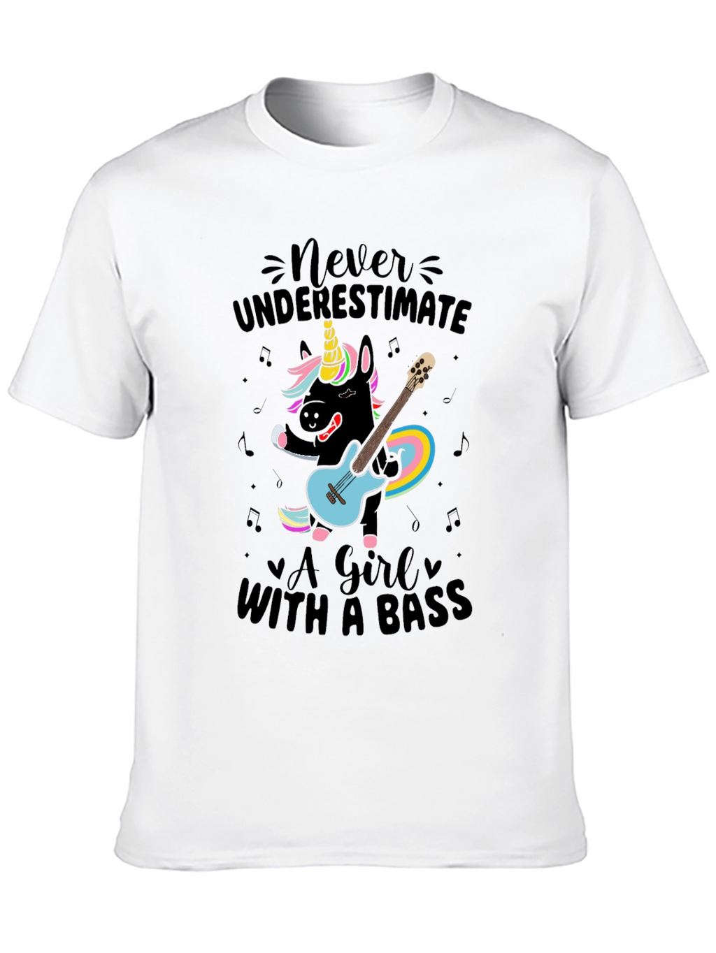 Never Underestimate Girl with Bass T-Shirt