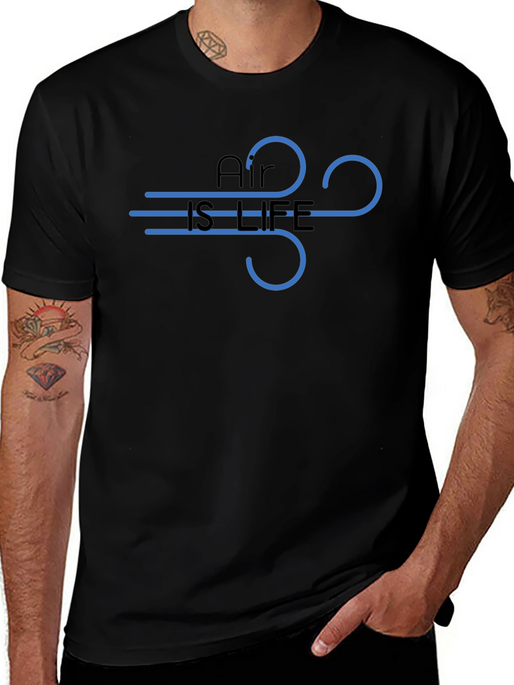 Air is Life Graphic Tee - Black Cotton T-Shirt