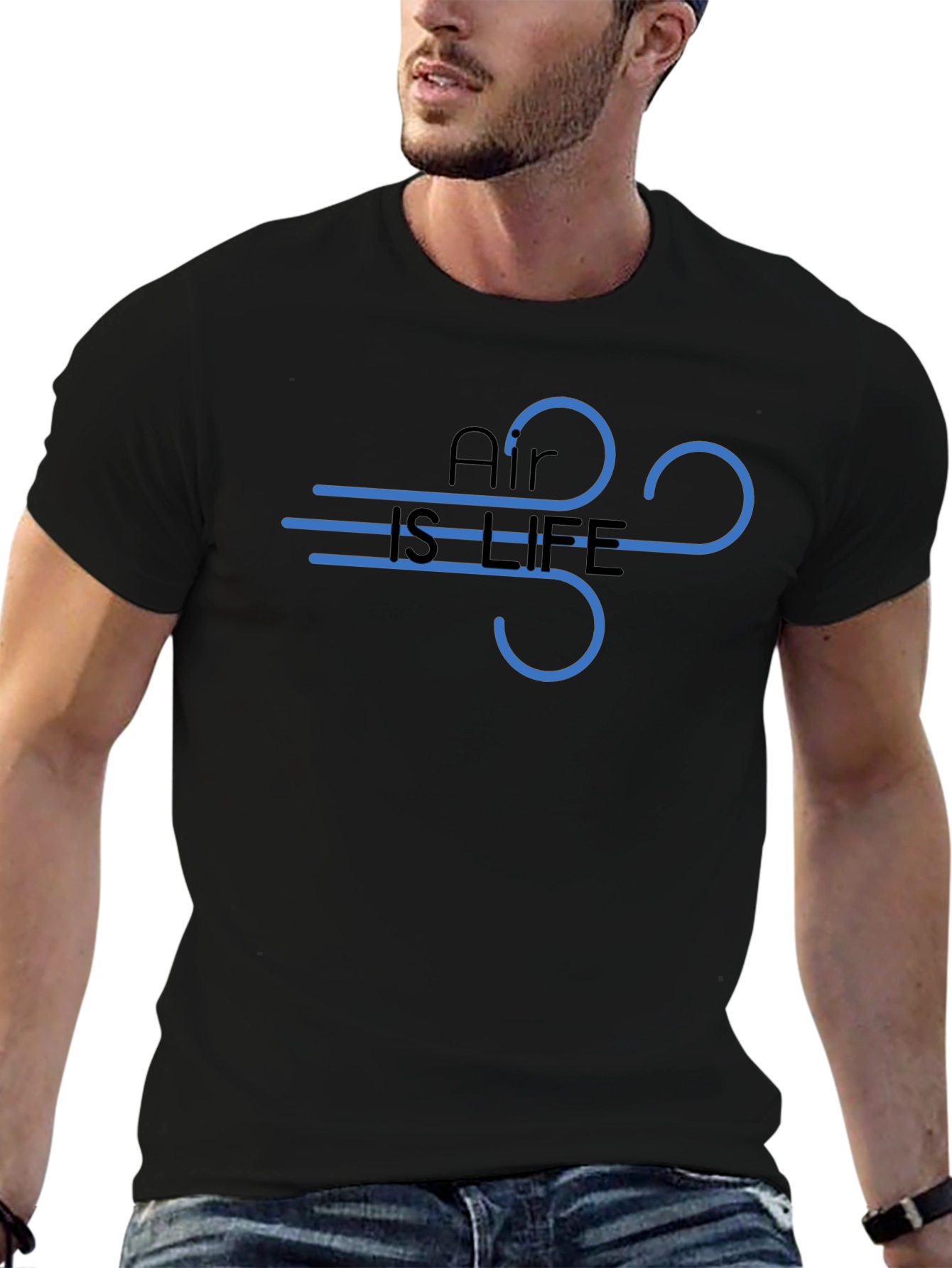 Air is Life Graphic Tee - Black Cotton T-Shirt