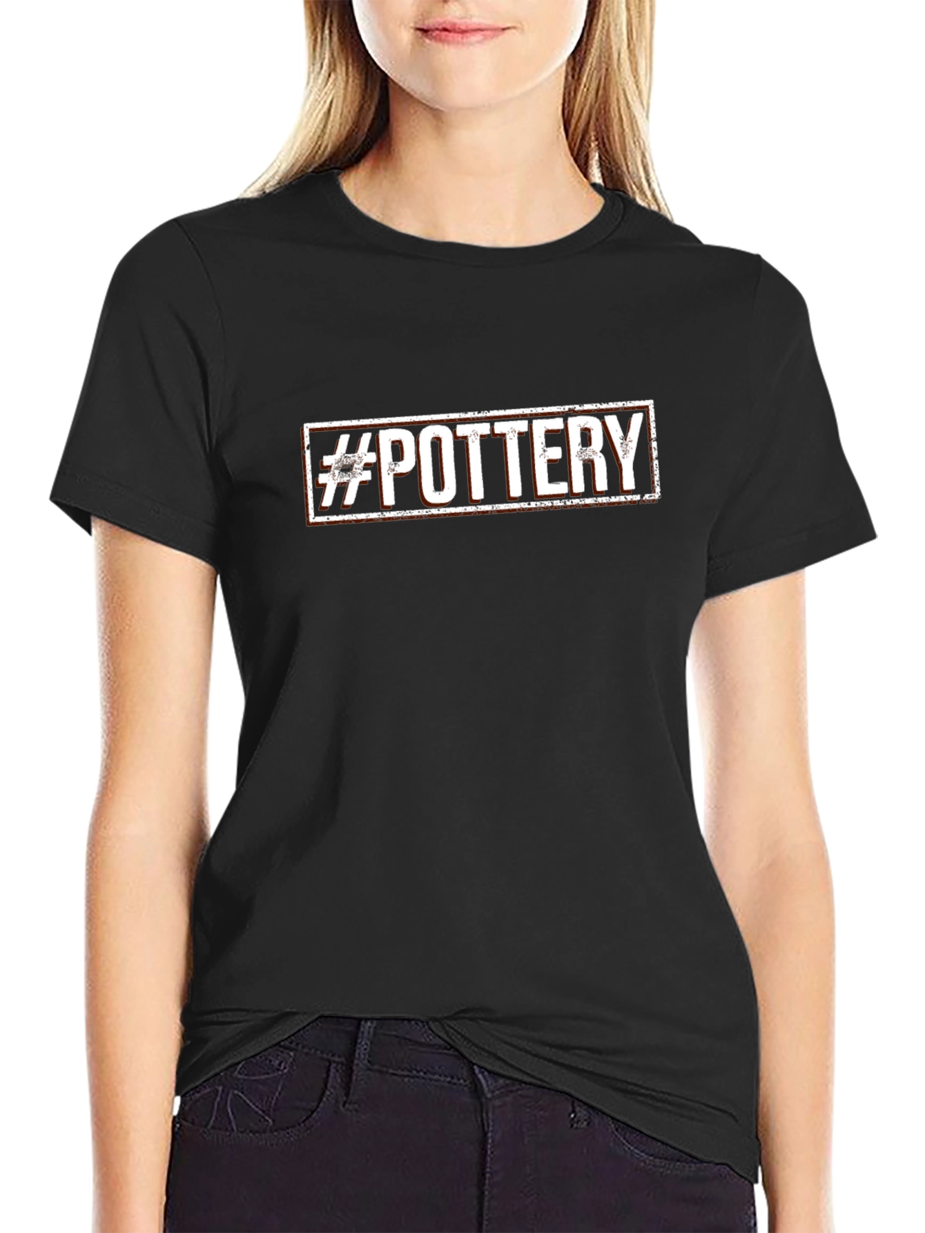 Pottery Hashtag Graphic Tee - Black Cotton T-Shirt
