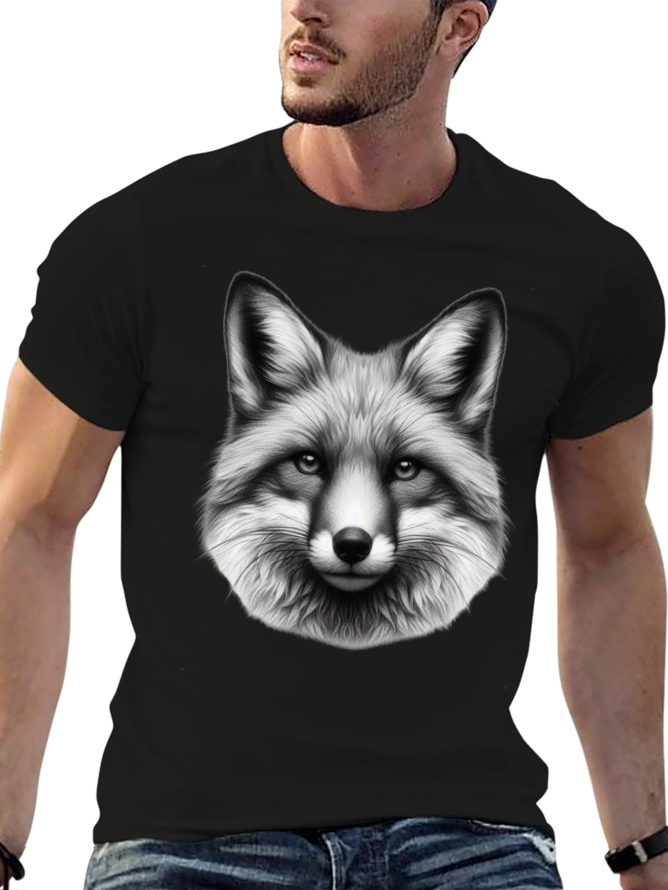 Fox Graphic Print Black T-Shirt