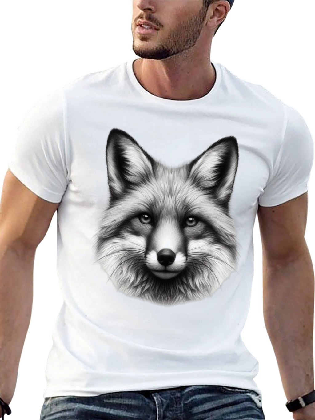 Fox Graphic Print Black T-Shirt