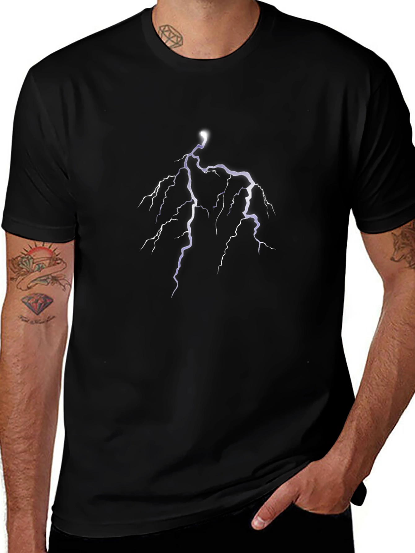 Black Lightning Bolt Graphic Tee